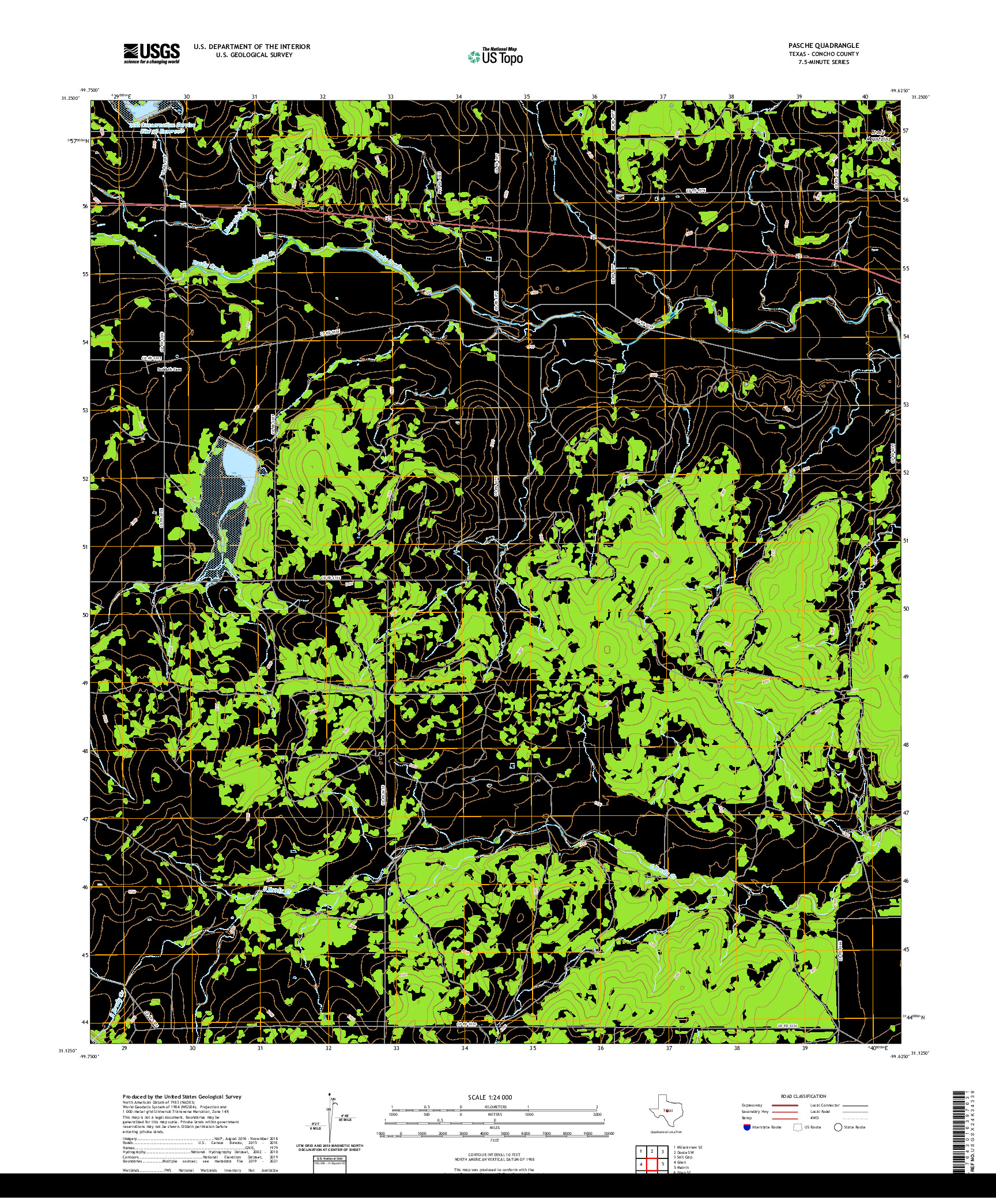 US TOPO 7.5-MINUTE MAP FOR PASCHE, TX