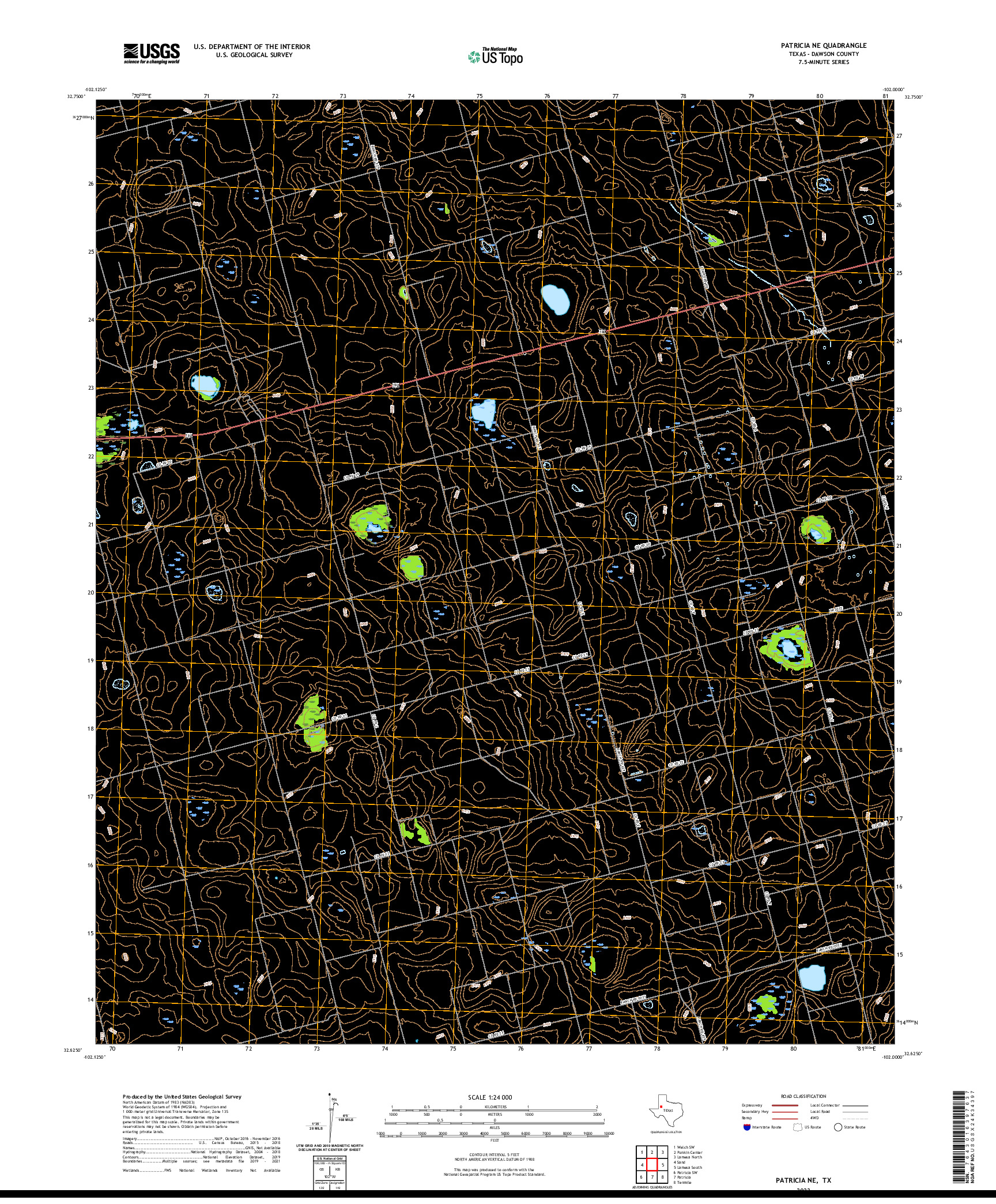 US TOPO 7.5-MINUTE MAP FOR PATRICIA NE, TX