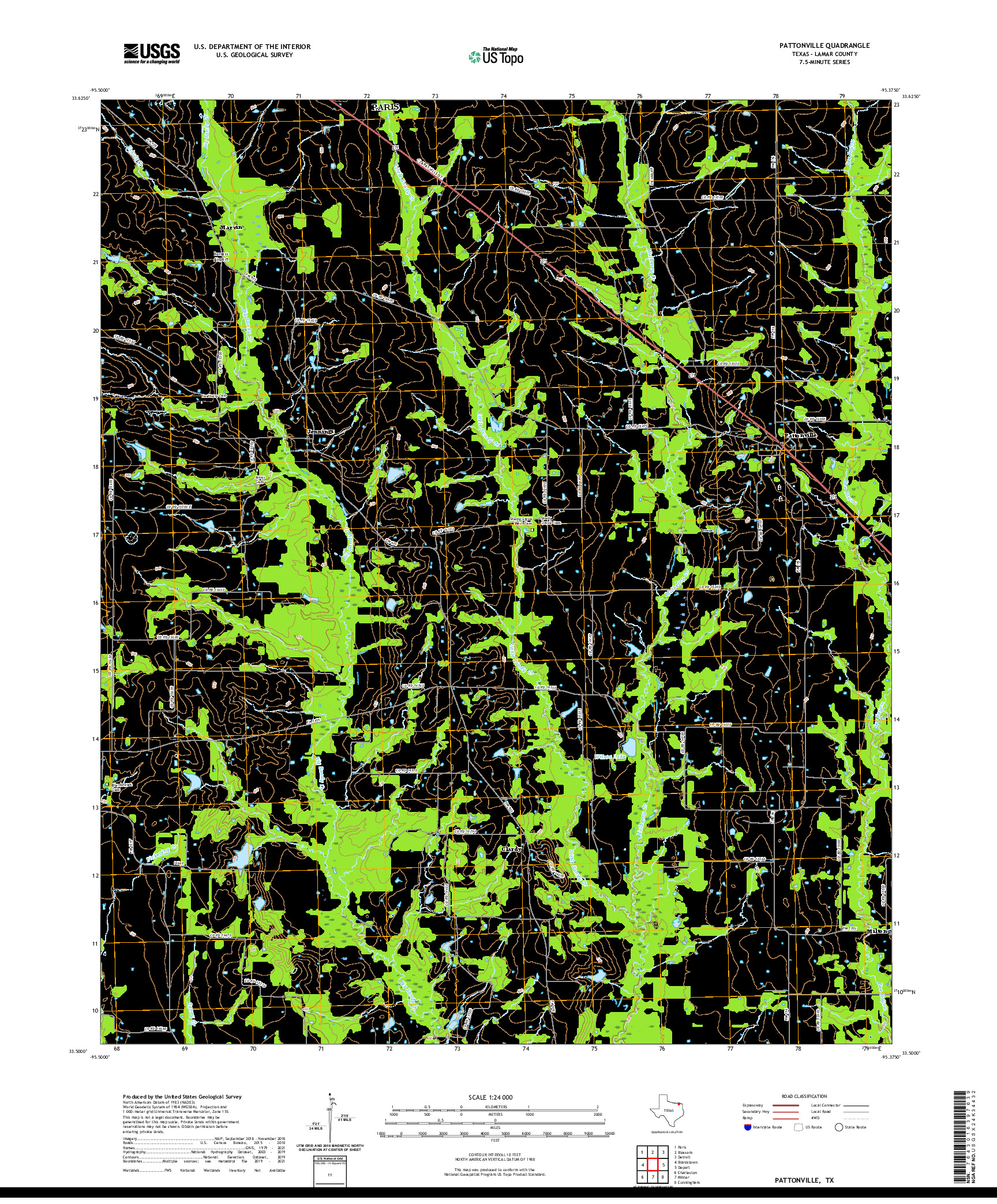 US TOPO 7.5-MINUTE MAP FOR PATTONVILLE, TX