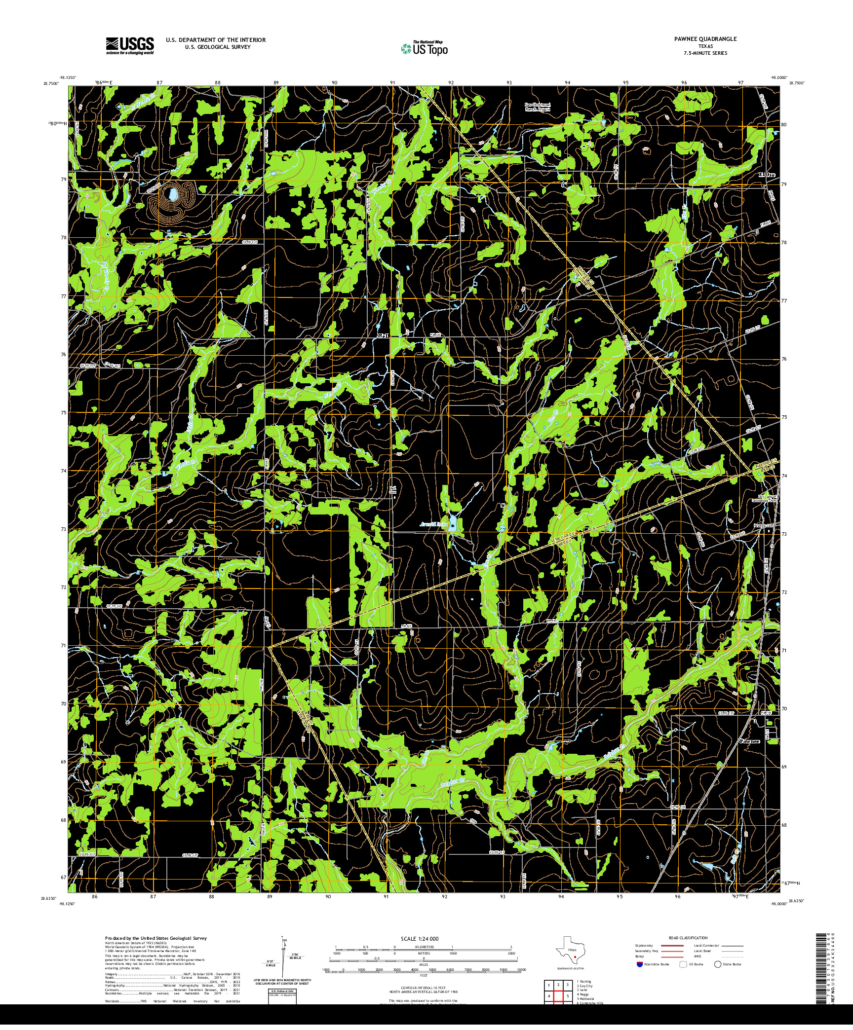 US TOPO 7.5-MINUTE MAP FOR PAWNEE, TX