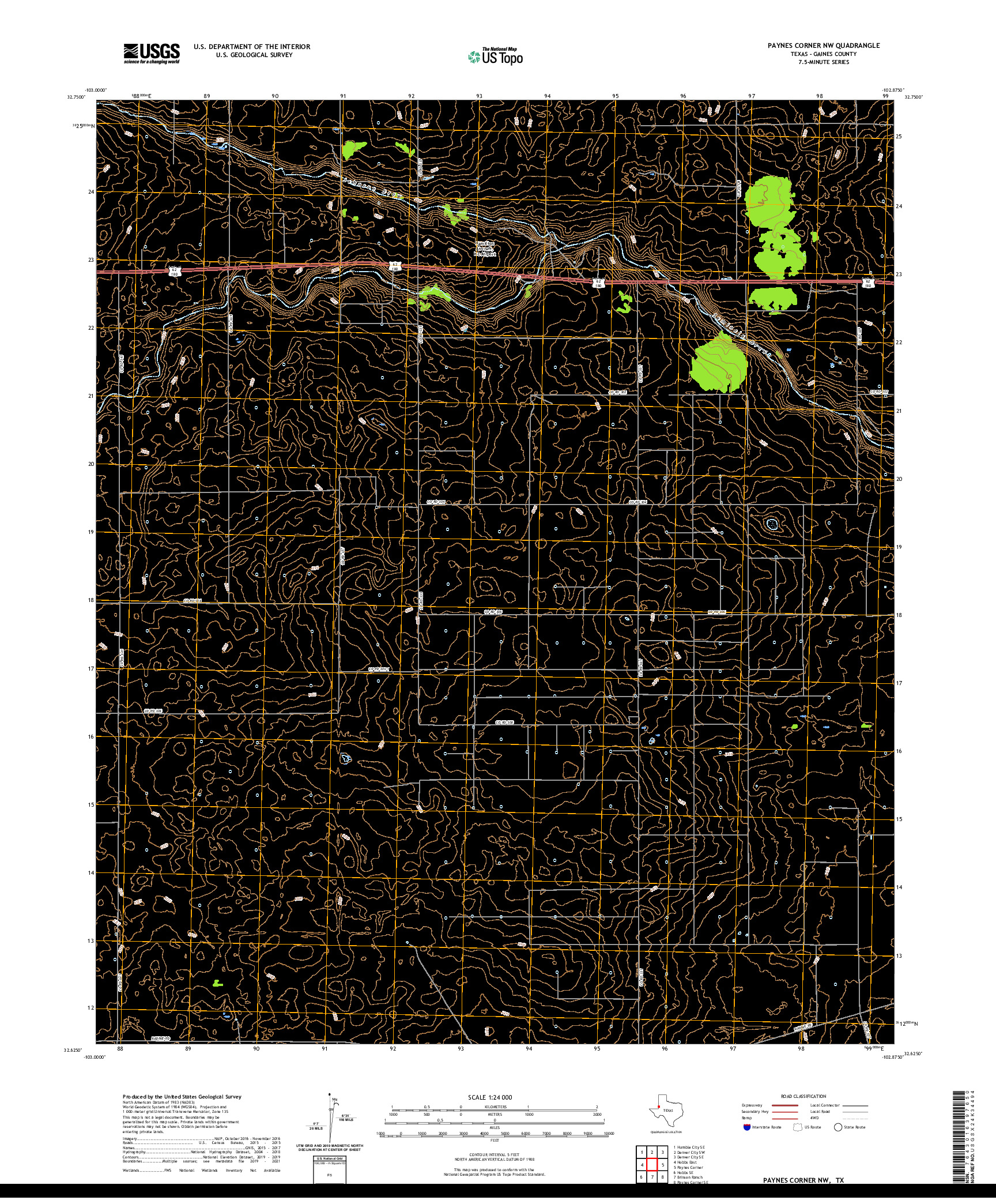 US TOPO 7.5-MINUTE MAP FOR PAYNES CORNER NW, TX