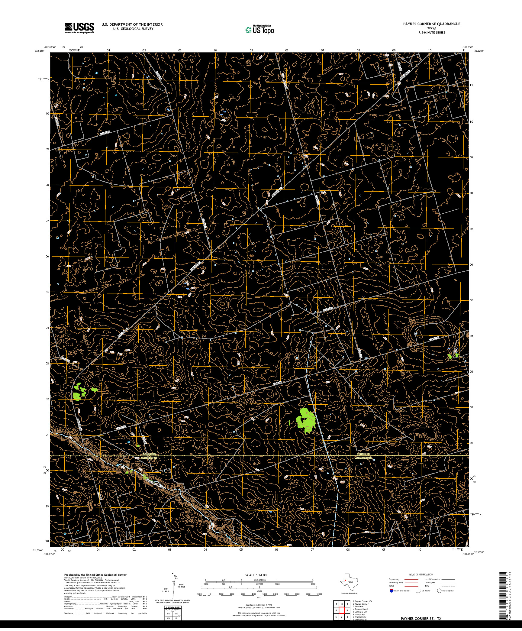 US TOPO 7.5-MINUTE MAP FOR PAYNES CORNER SE, TX