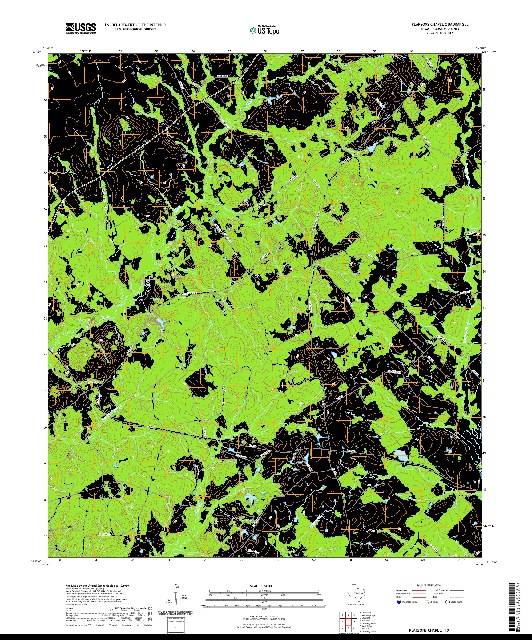 US TOPO 7.5-MINUTE MAP FOR PEARSONS CHAPEL, TX