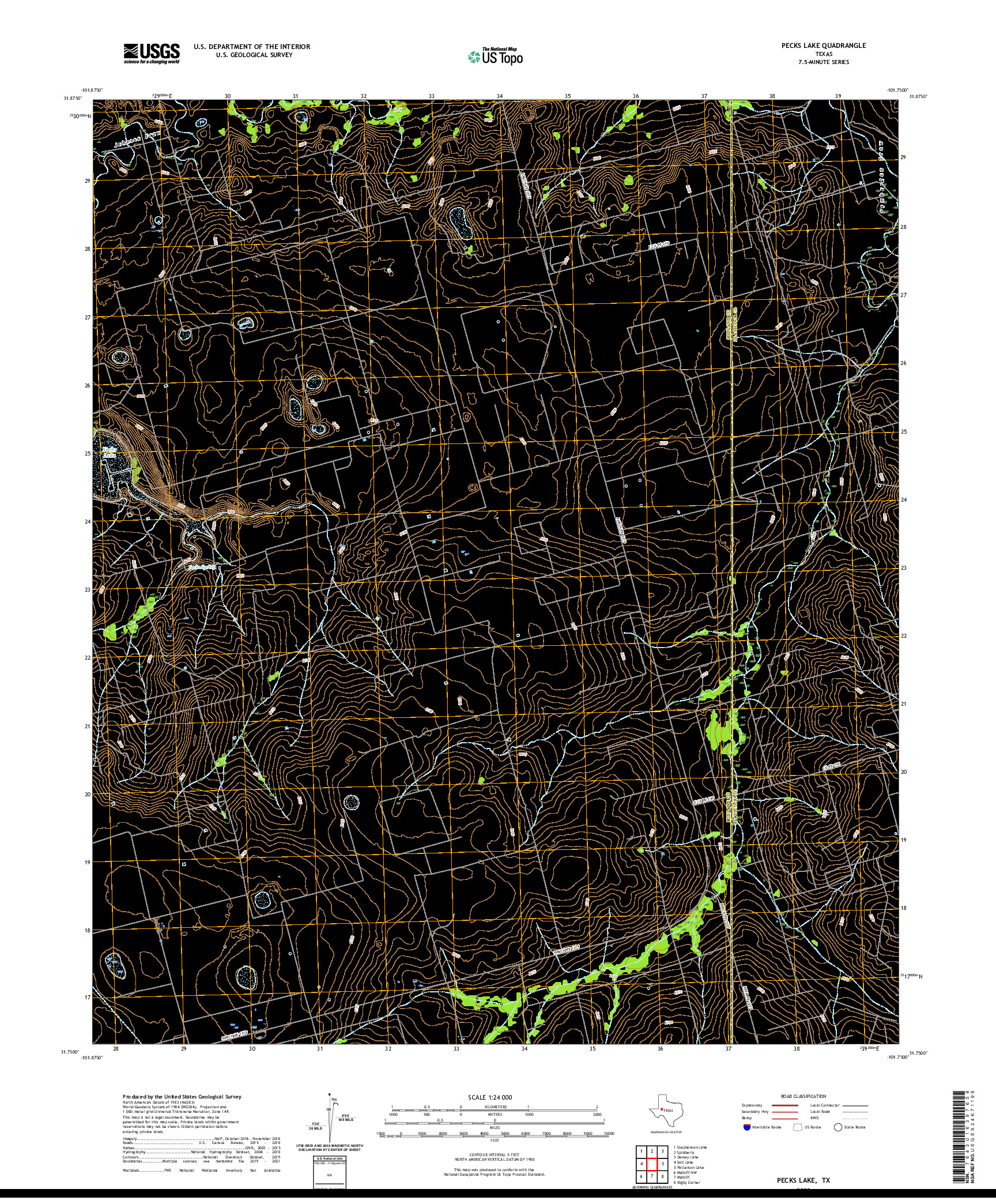 US TOPO 7.5-MINUTE MAP FOR PECKS LAKE, TX