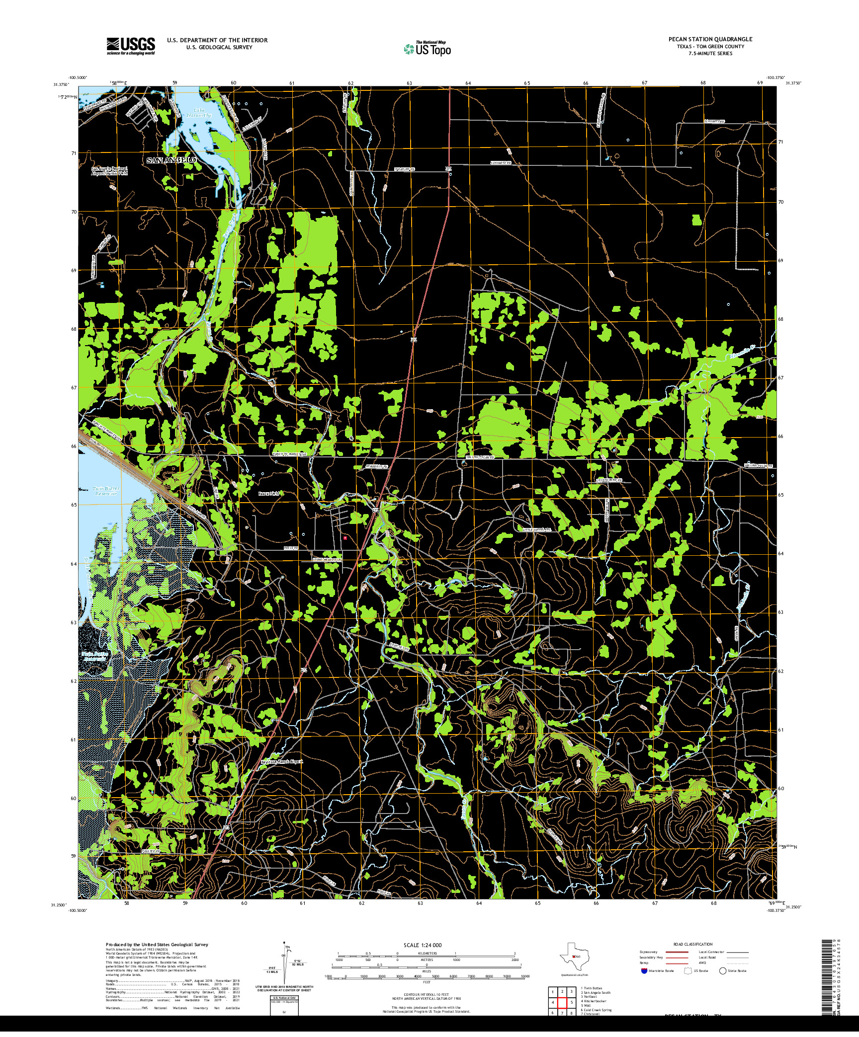 US TOPO 7.5-MINUTE MAP FOR PECAN STATION, TX