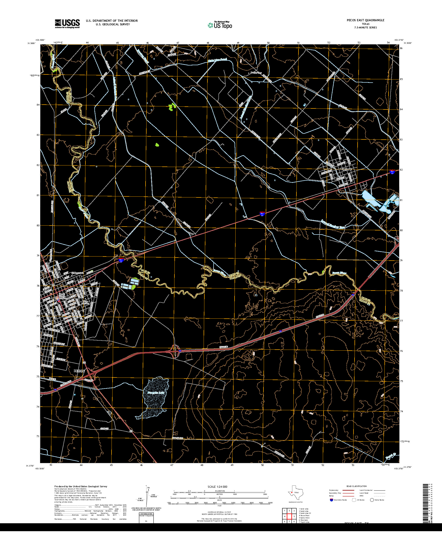 US TOPO 7.5-MINUTE MAP FOR PECOS EAST, TX