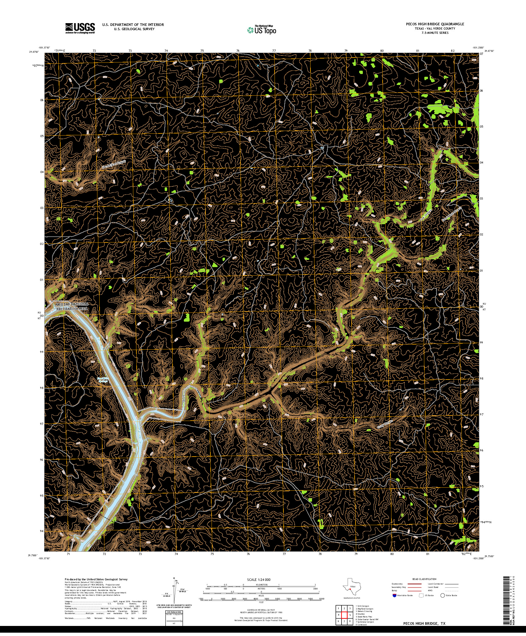 US TOPO 7.5-MINUTE MAP FOR PECOS HIGH BRIDGE, TX