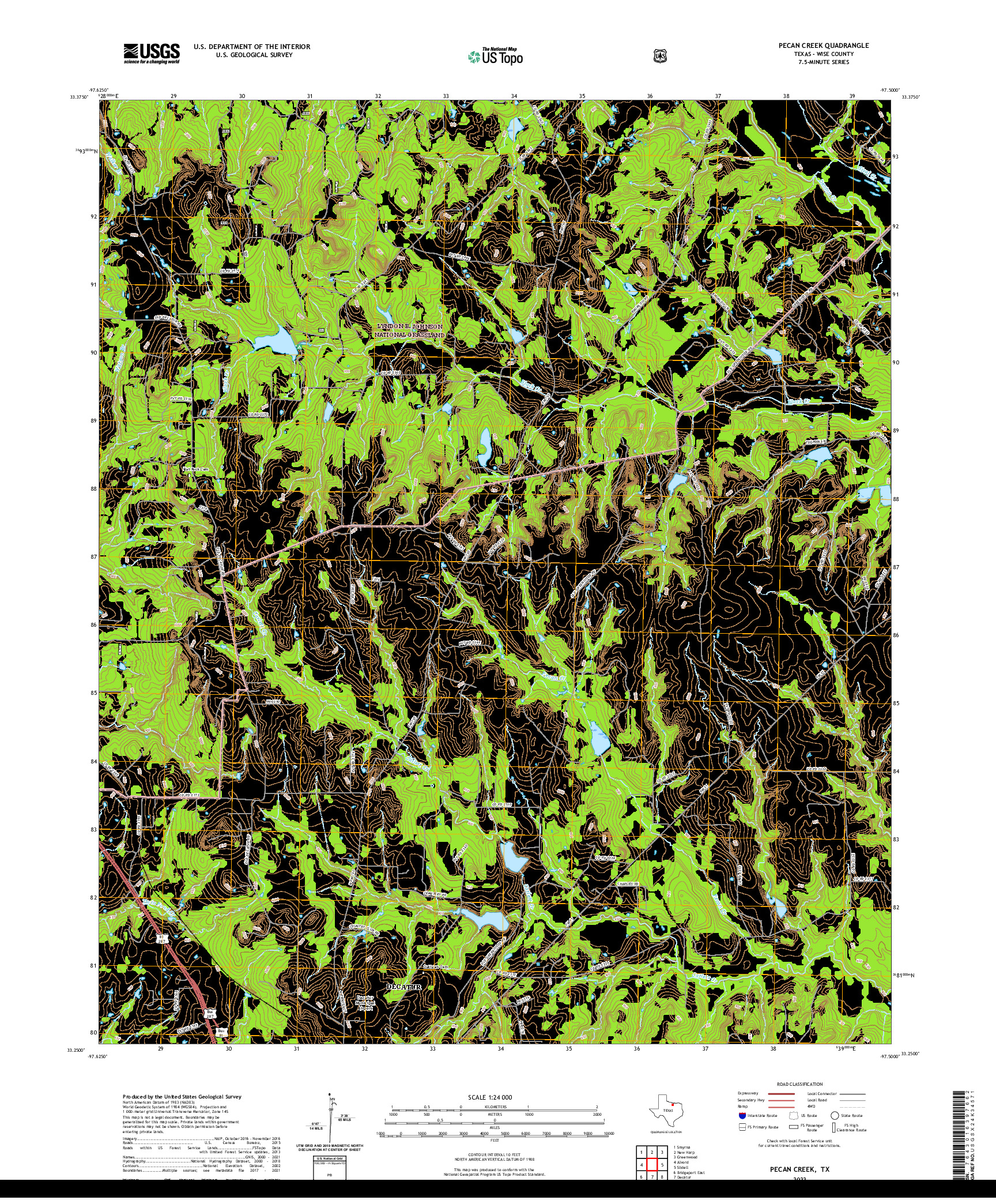 US TOPO 7.5-MINUTE MAP FOR PECAN CREEK, TX