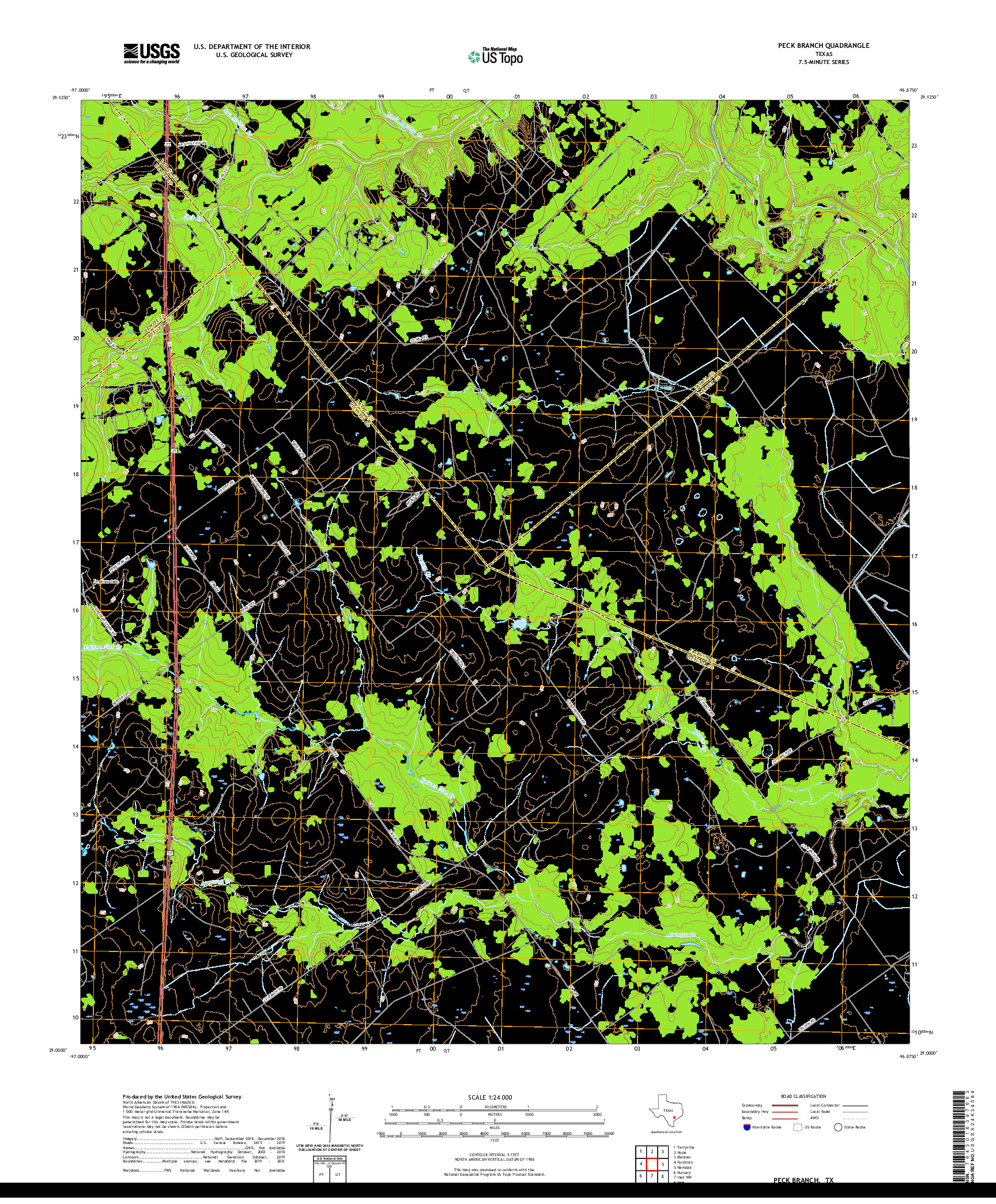 US TOPO 7.5-MINUTE MAP FOR PECK BRANCH, TX