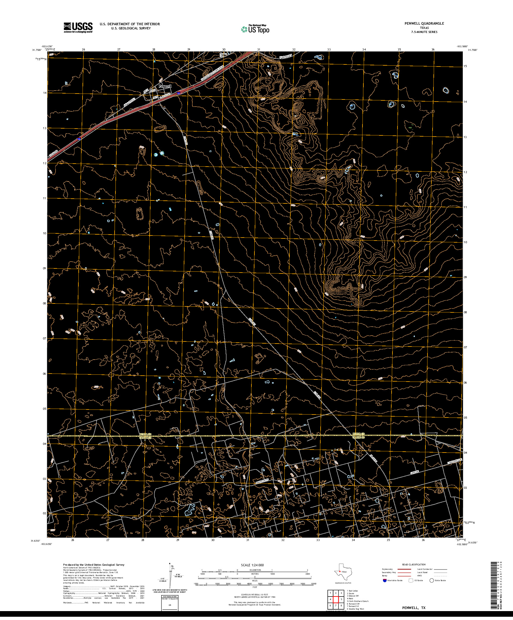 US TOPO 7.5-MINUTE MAP FOR PENWELL, TX