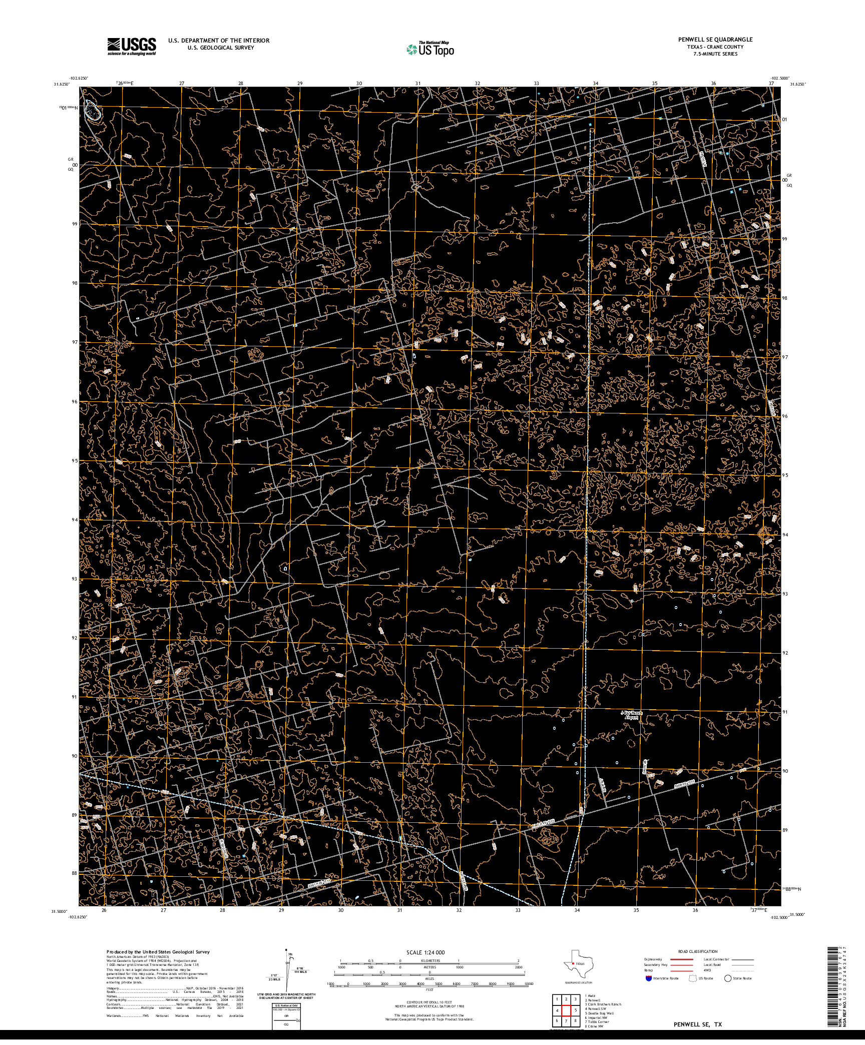 US TOPO 7.5-MINUTE MAP FOR PENWELL SE, TX