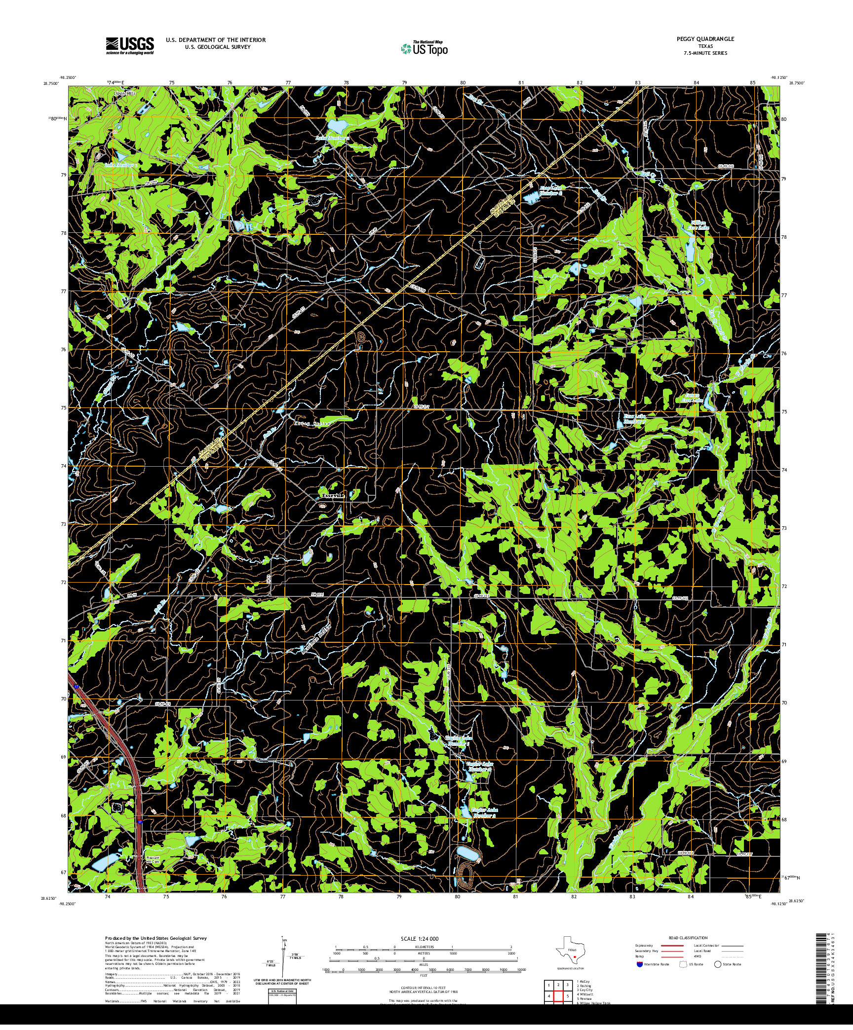 US TOPO 7.5-MINUTE MAP FOR PEGGY, TX