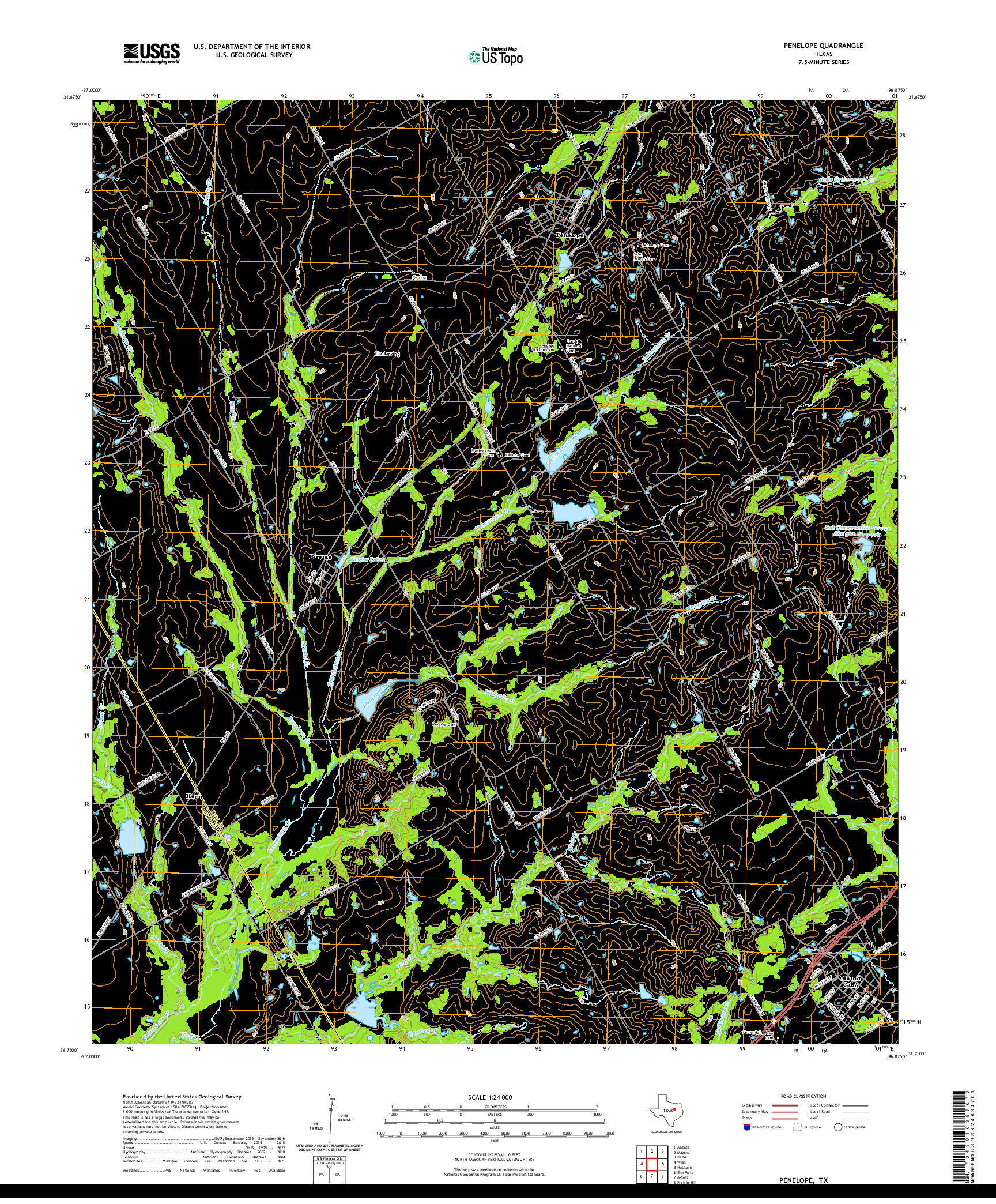 US TOPO 7.5-MINUTE MAP FOR PENELOPE, TX