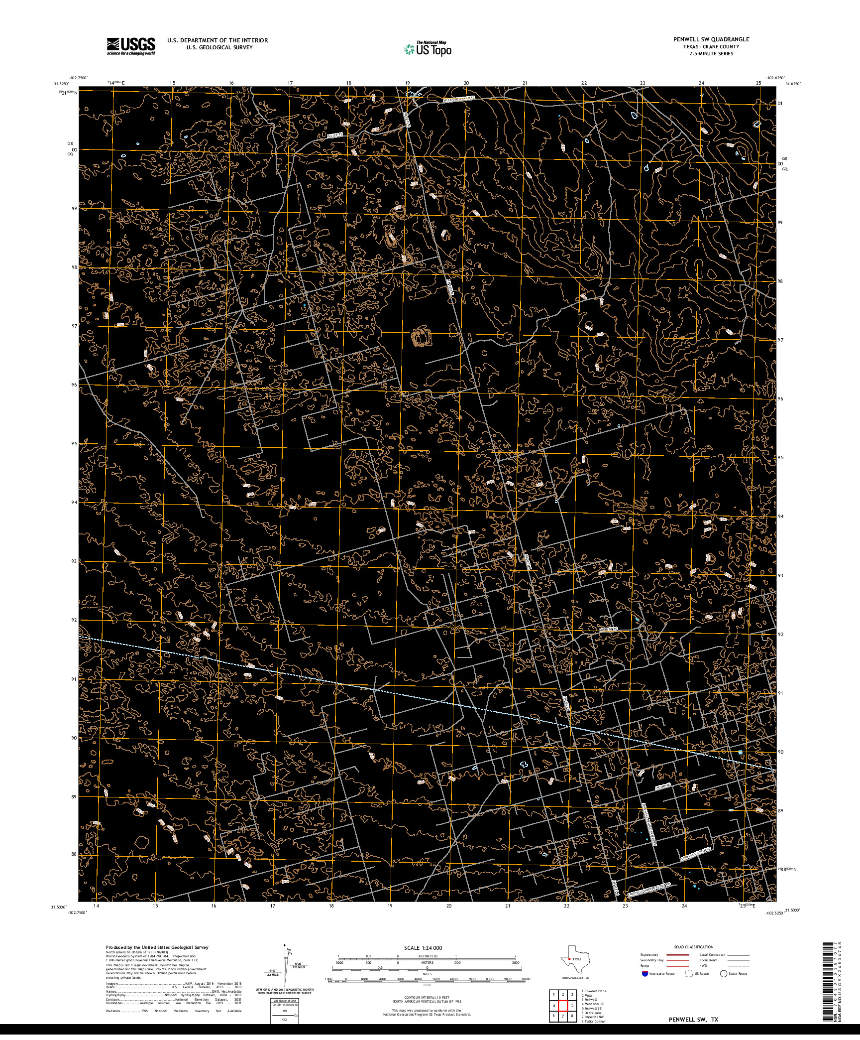 US TOPO 7.5-MINUTE MAP FOR PENWELL SW, TX