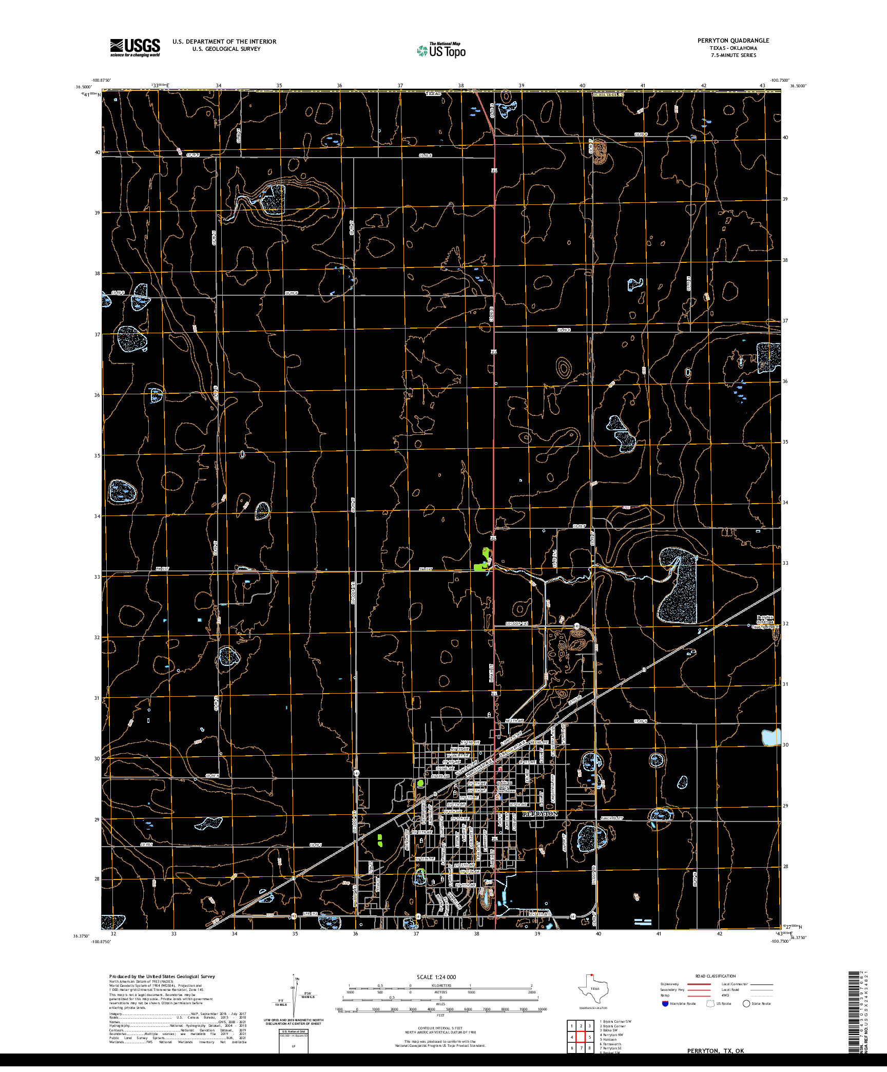 US TOPO 7.5-MINUTE MAP FOR PERRYTON, TX,OK