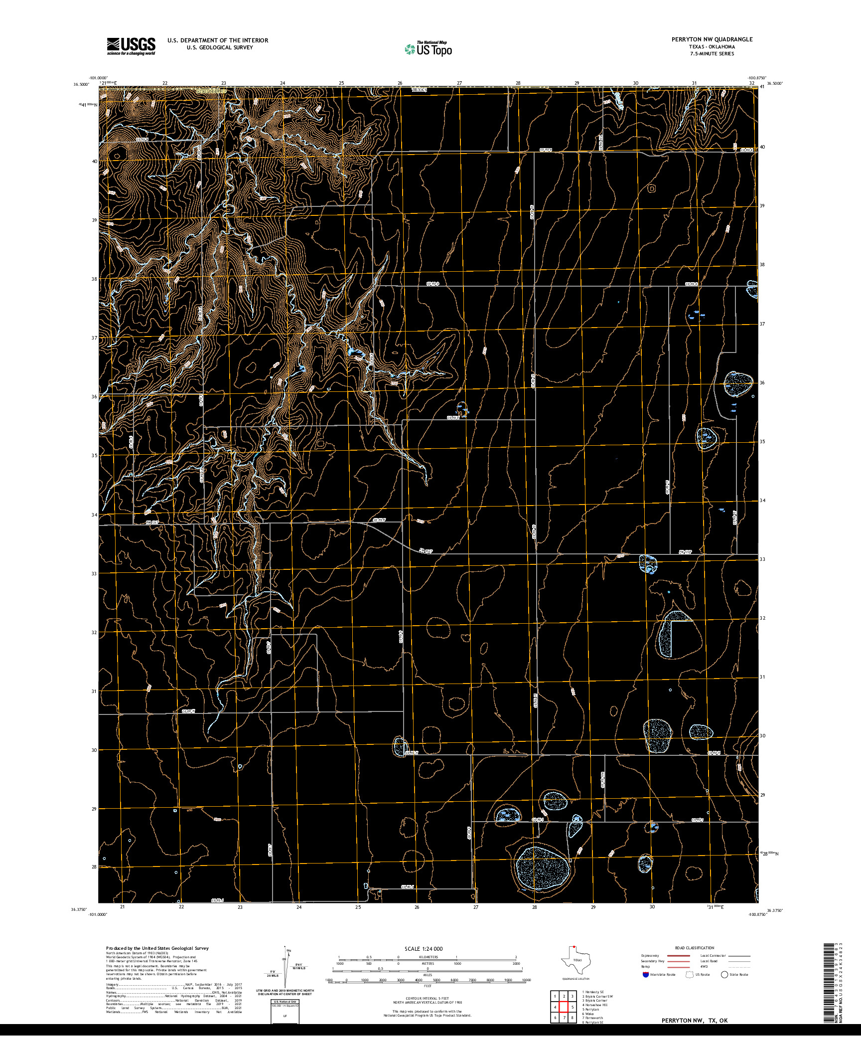 US TOPO 7.5-MINUTE MAP FOR PERRYTON NW, TX,OK