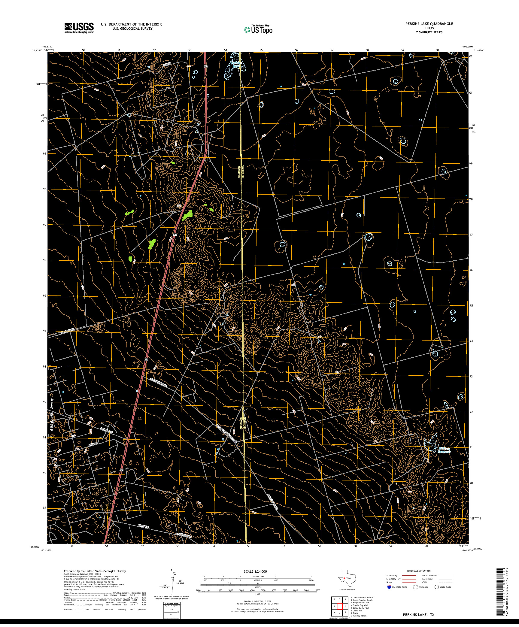 US TOPO 7.5-MINUTE MAP FOR PERKINS LAKE, TX