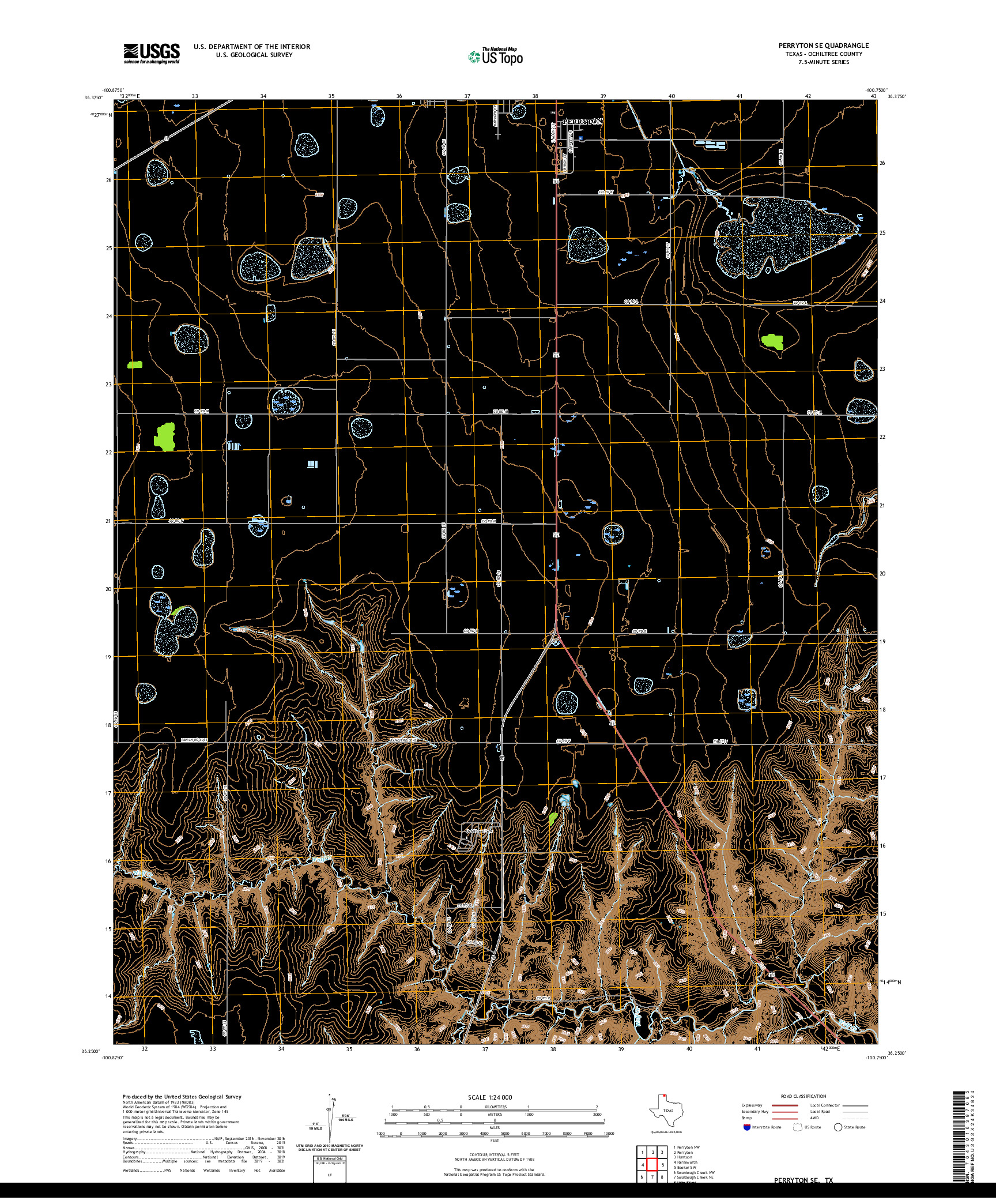 US TOPO 7.5-MINUTE MAP FOR PERRYTON SE, TX