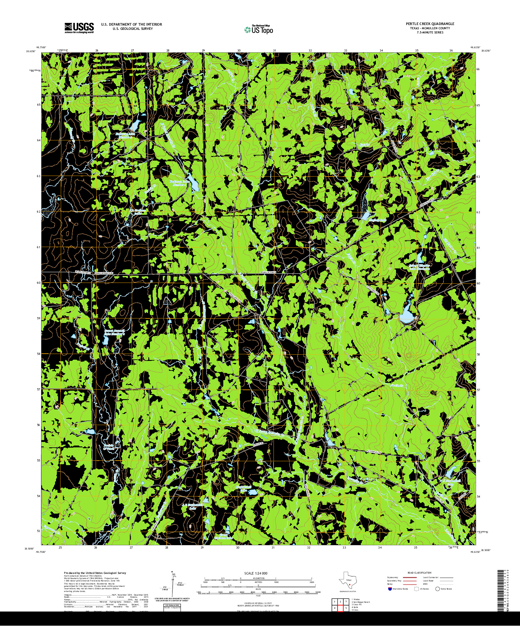 US TOPO 7.5-MINUTE MAP FOR PERTLE CREEK, TX