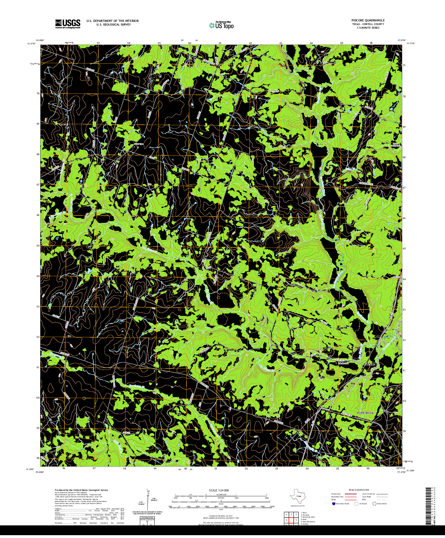 US TOPO 7.5-MINUTE MAP FOR PIDCOKE, TX