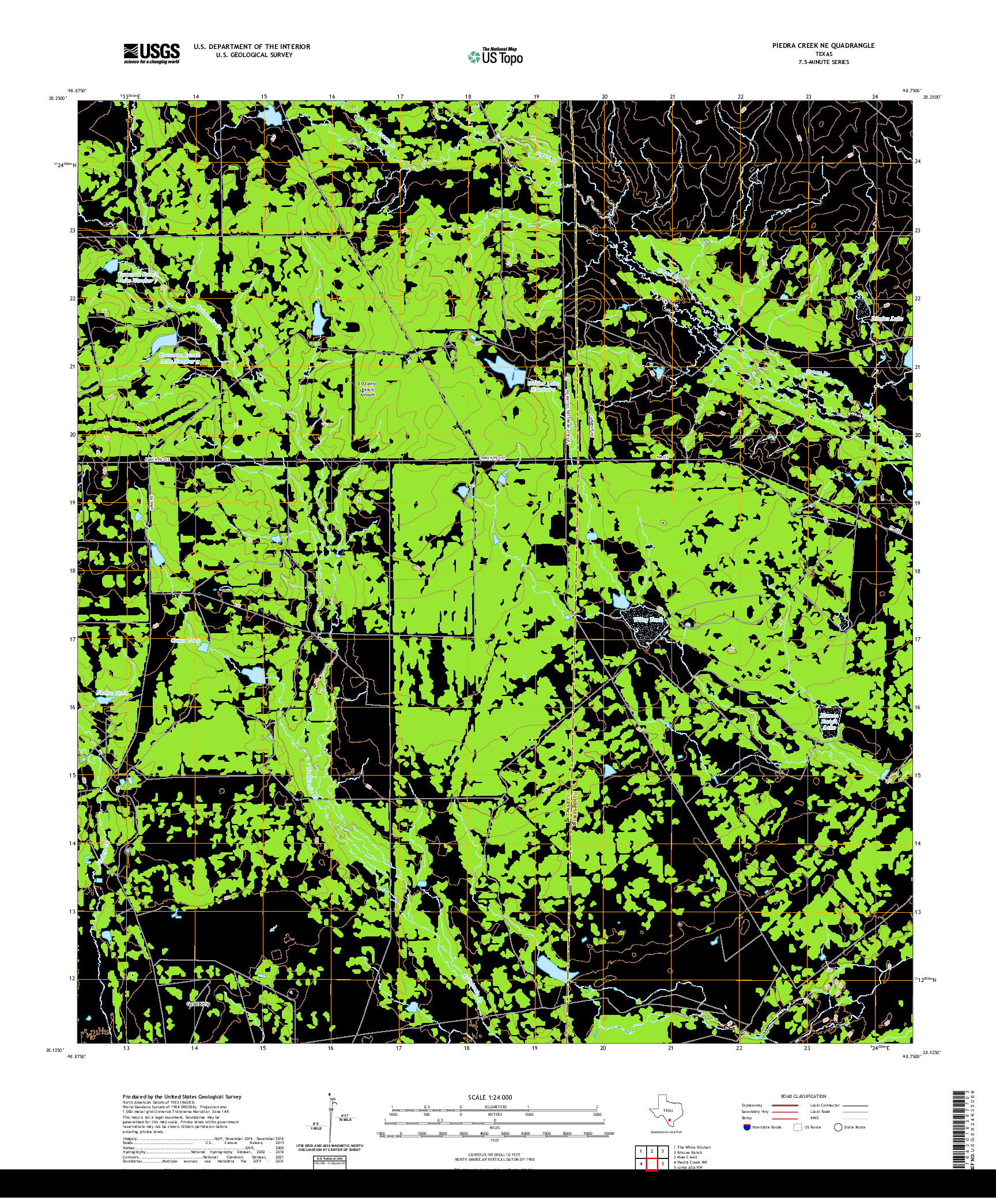 US TOPO 7.5-MINUTE MAP FOR PIEDRA CREEK NE, TX