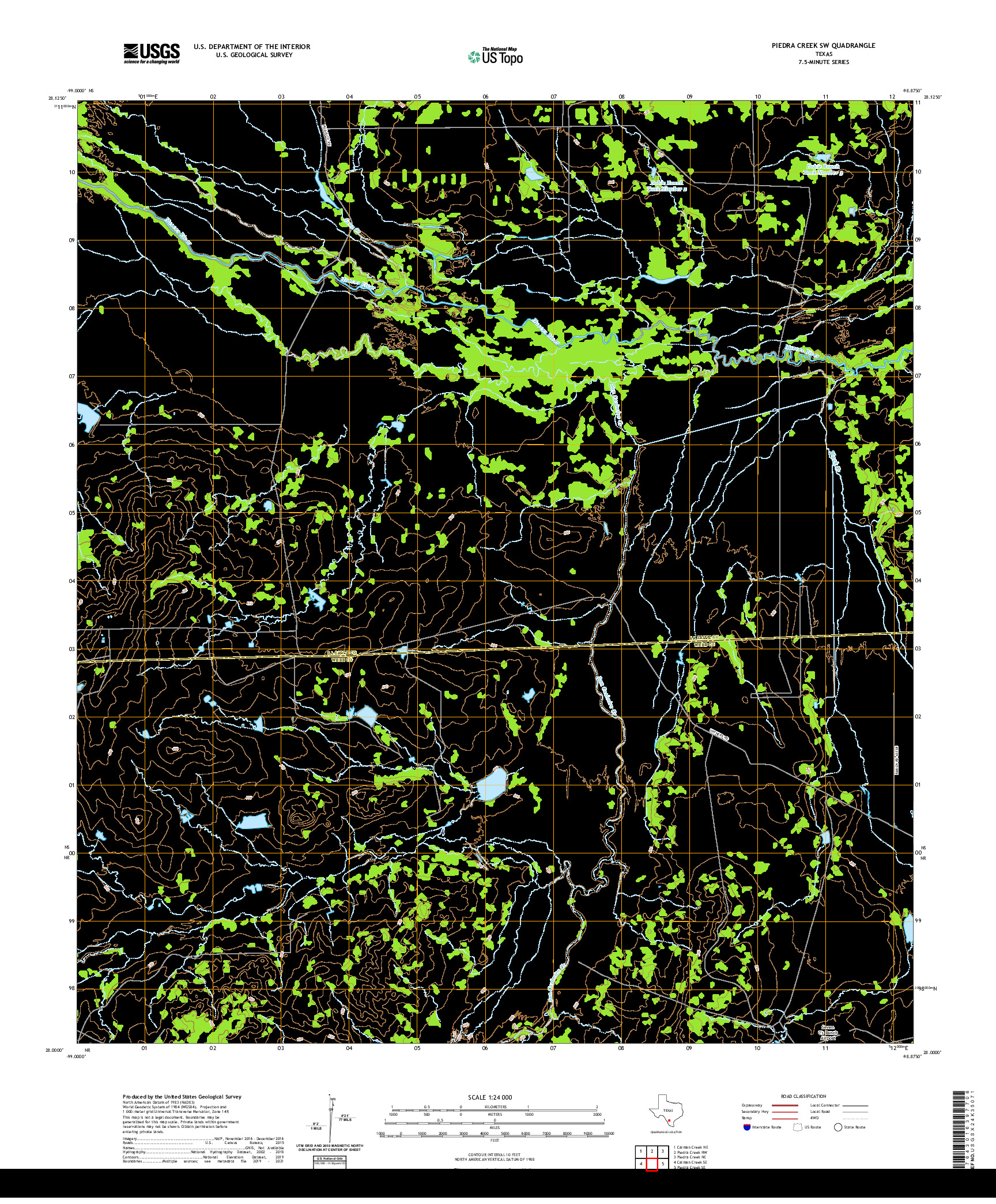 US TOPO 7.5-MINUTE MAP FOR PIEDRA CREEK SW, TX