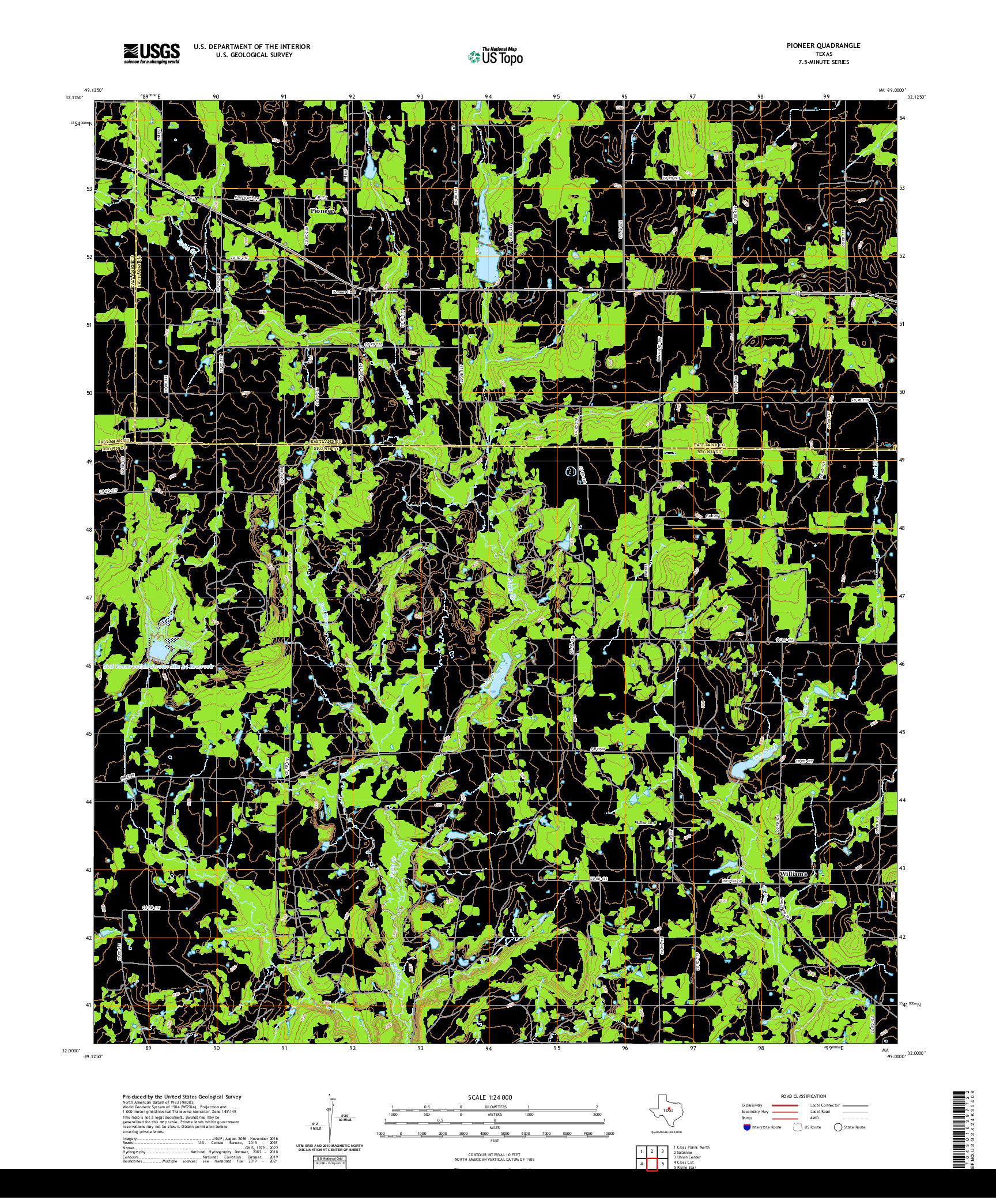 US TOPO 7.5-MINUTE MAP FOR PIONEER, TX