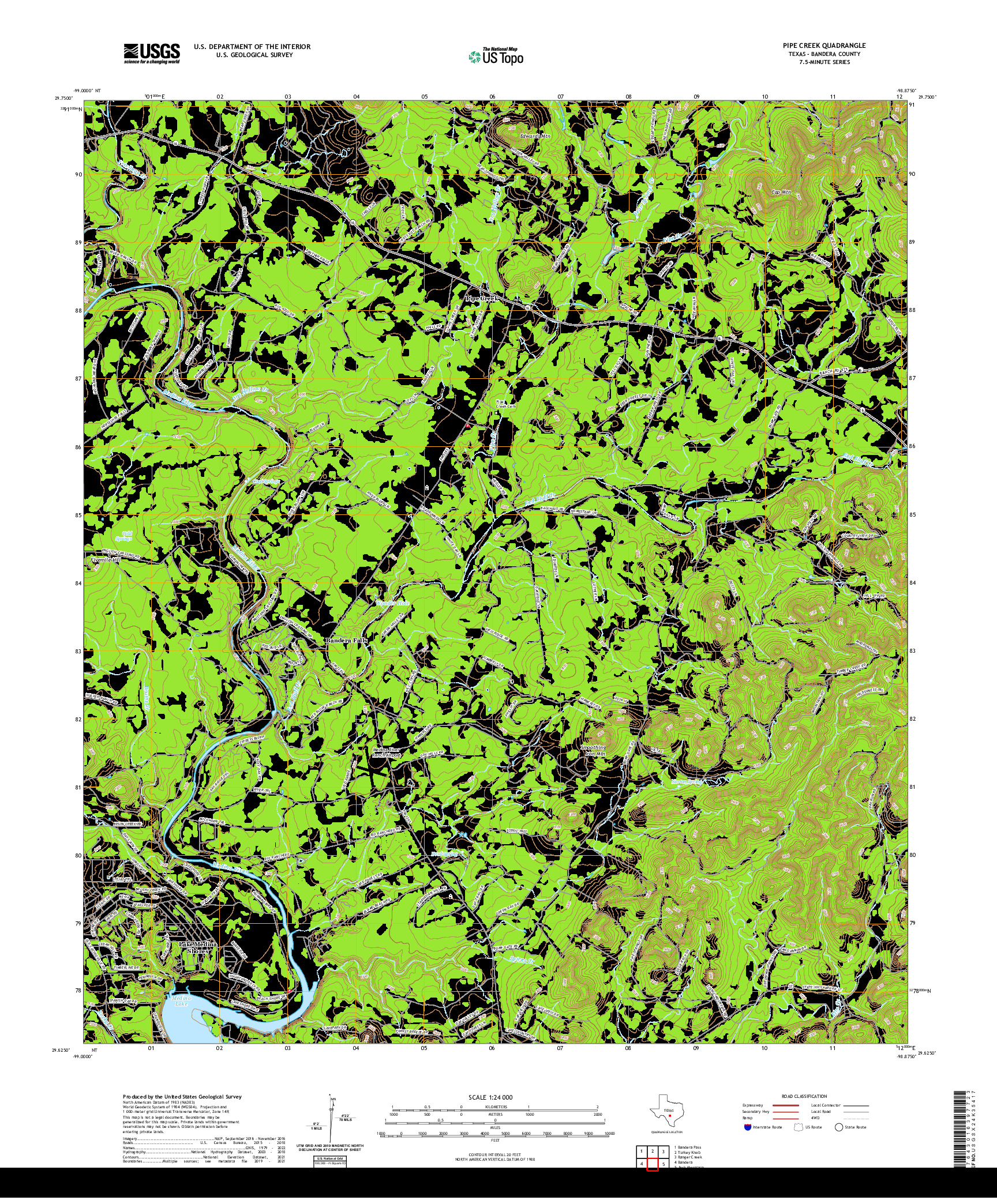 US TOPO 7.5-MINUTE MAP FOR PIPE CREEK, TX