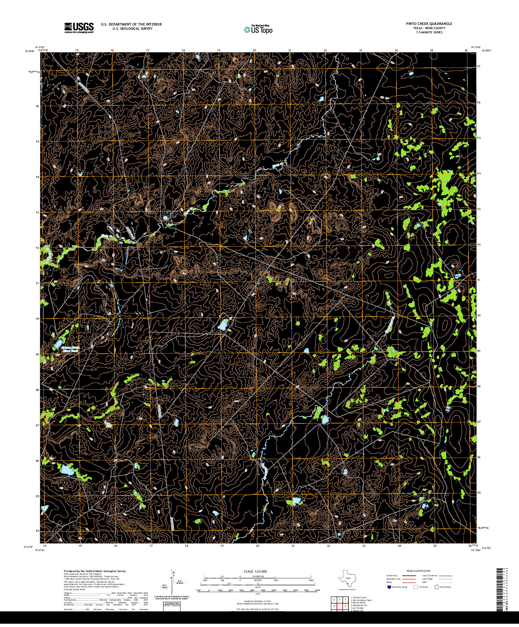 US TOPO 7.5-MINUTE MAP FOR PINTO CREEK, TX