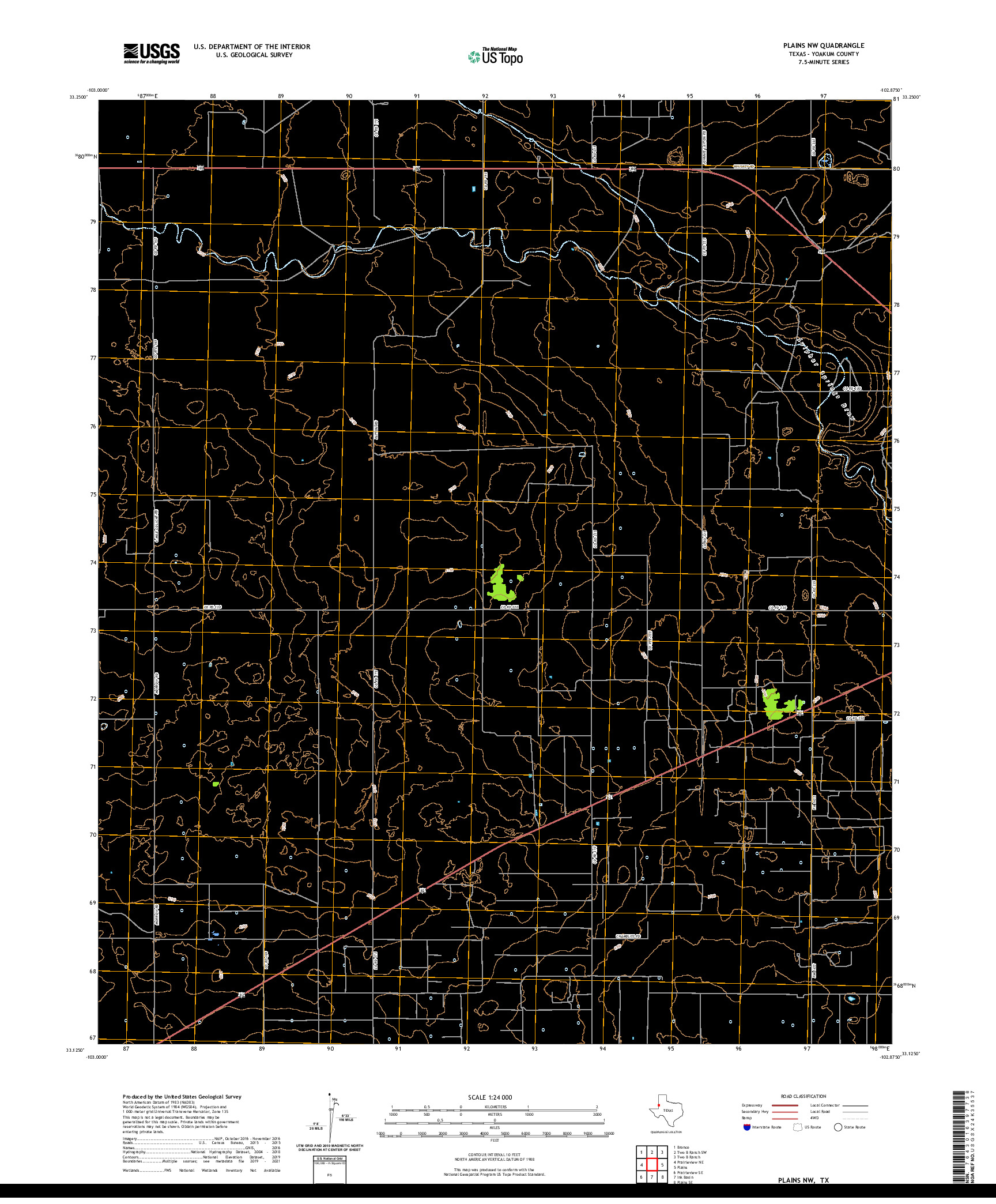 US TOPO 7.5-MINUTE MAP FOR PLAINS NW, TX