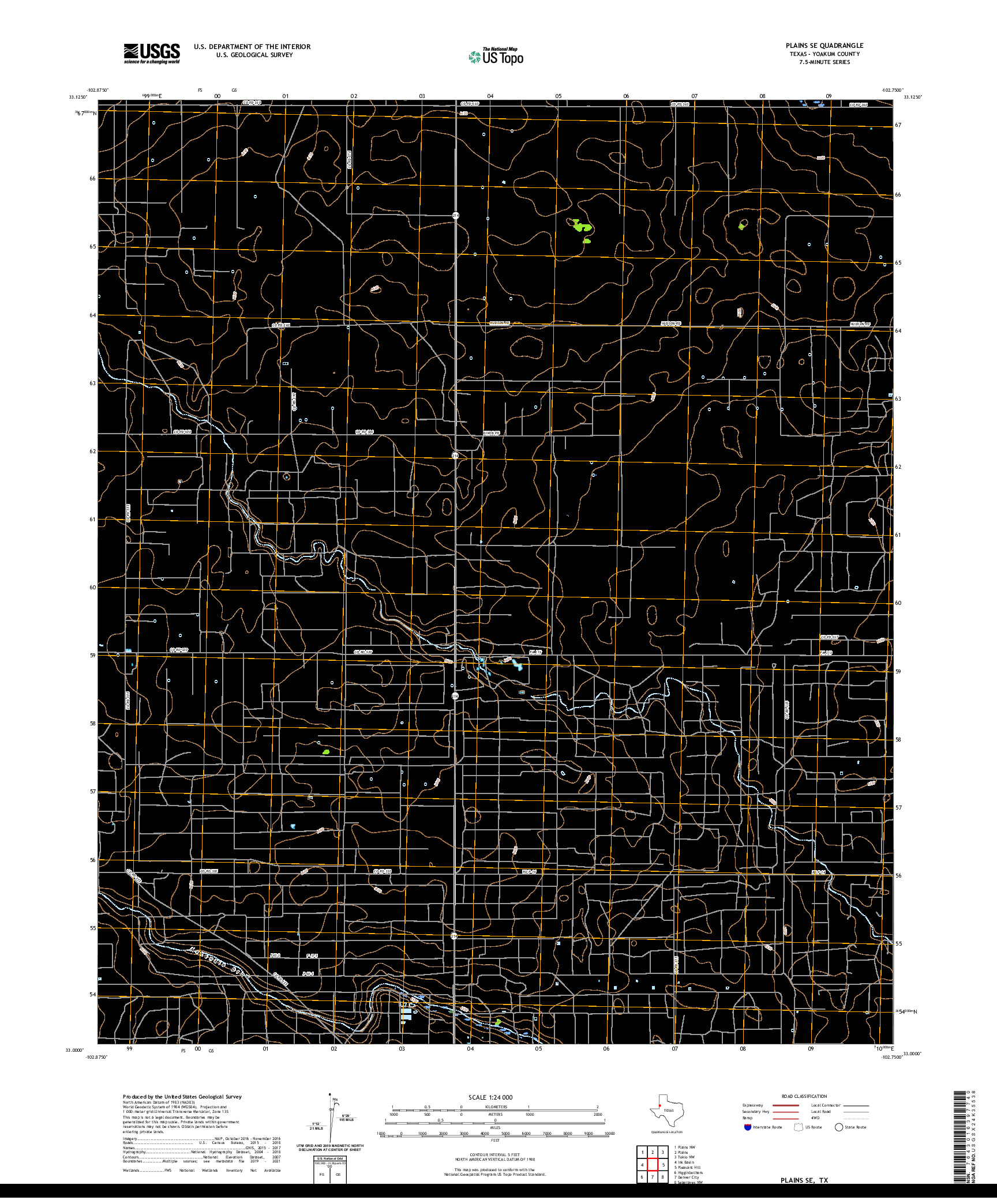 US TOPO 7.5-MINUTE MAP FOR PLAINS SE, TX