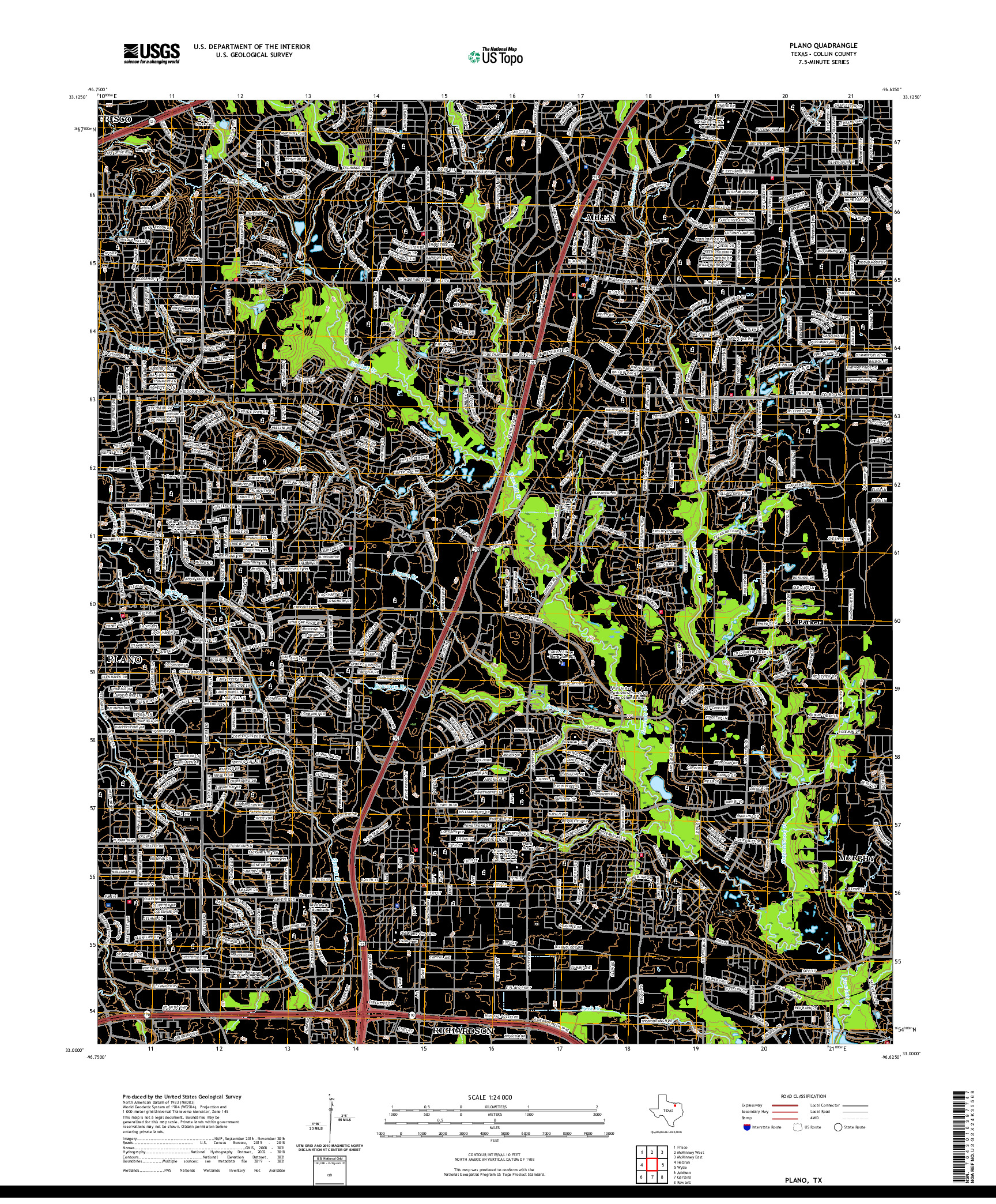 US TOPO 7.5-MINUTE MAP FOR PLANO, TX