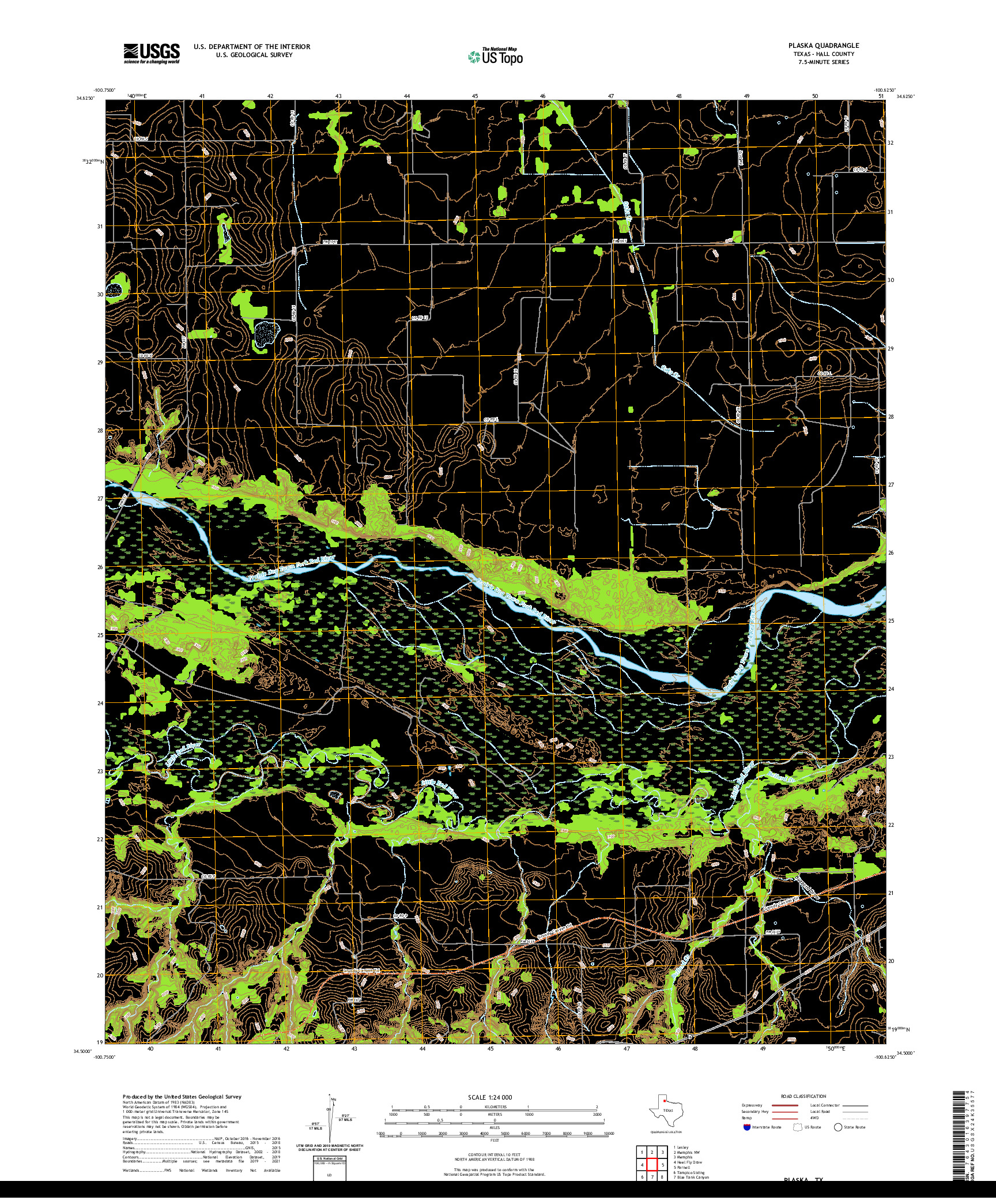 US TOPO 7.5-MINUTE MAP FOR PLASKA, TX