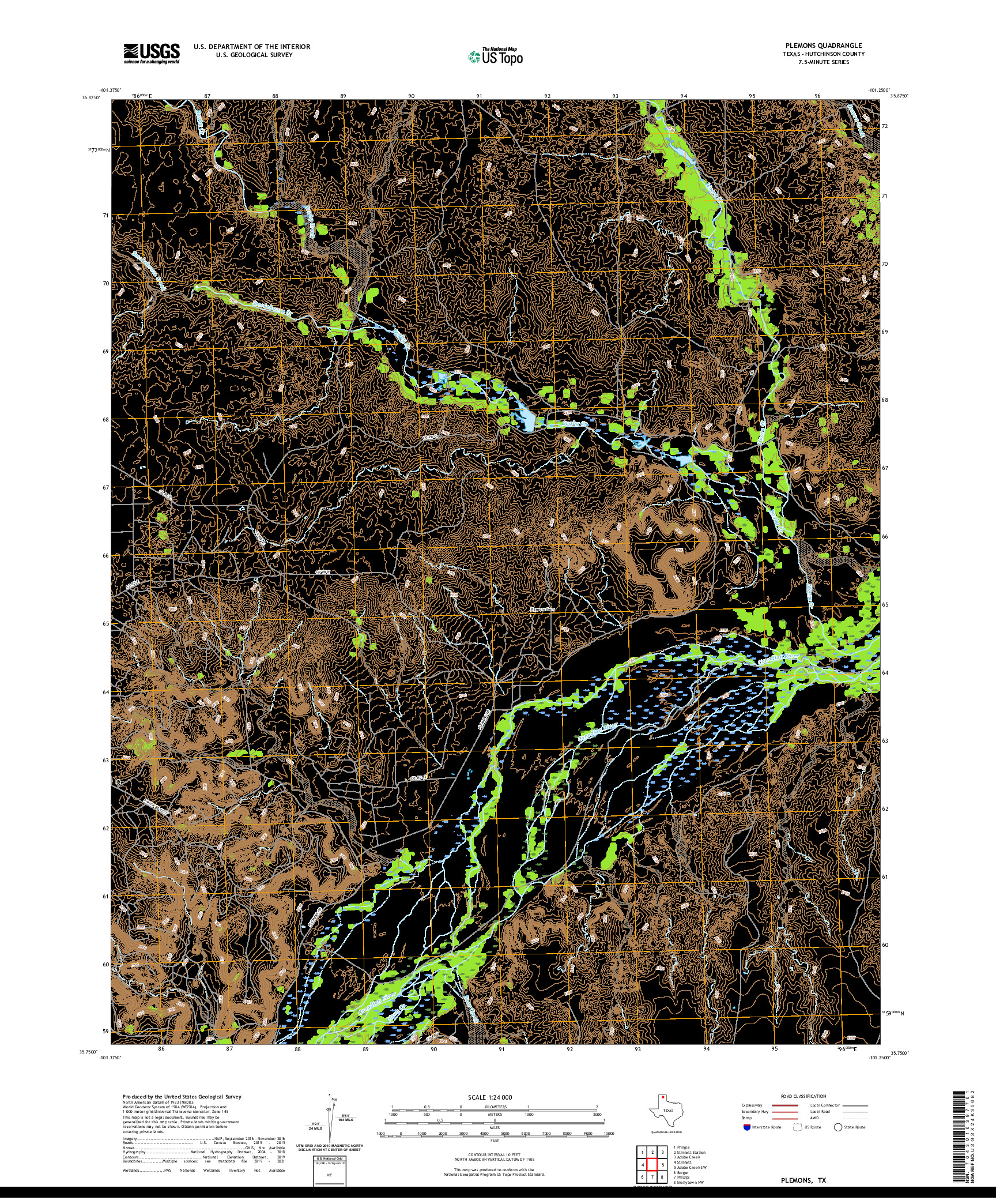 US TOPO 7.5-MINUTE MAP FOR PLEMONS, TX