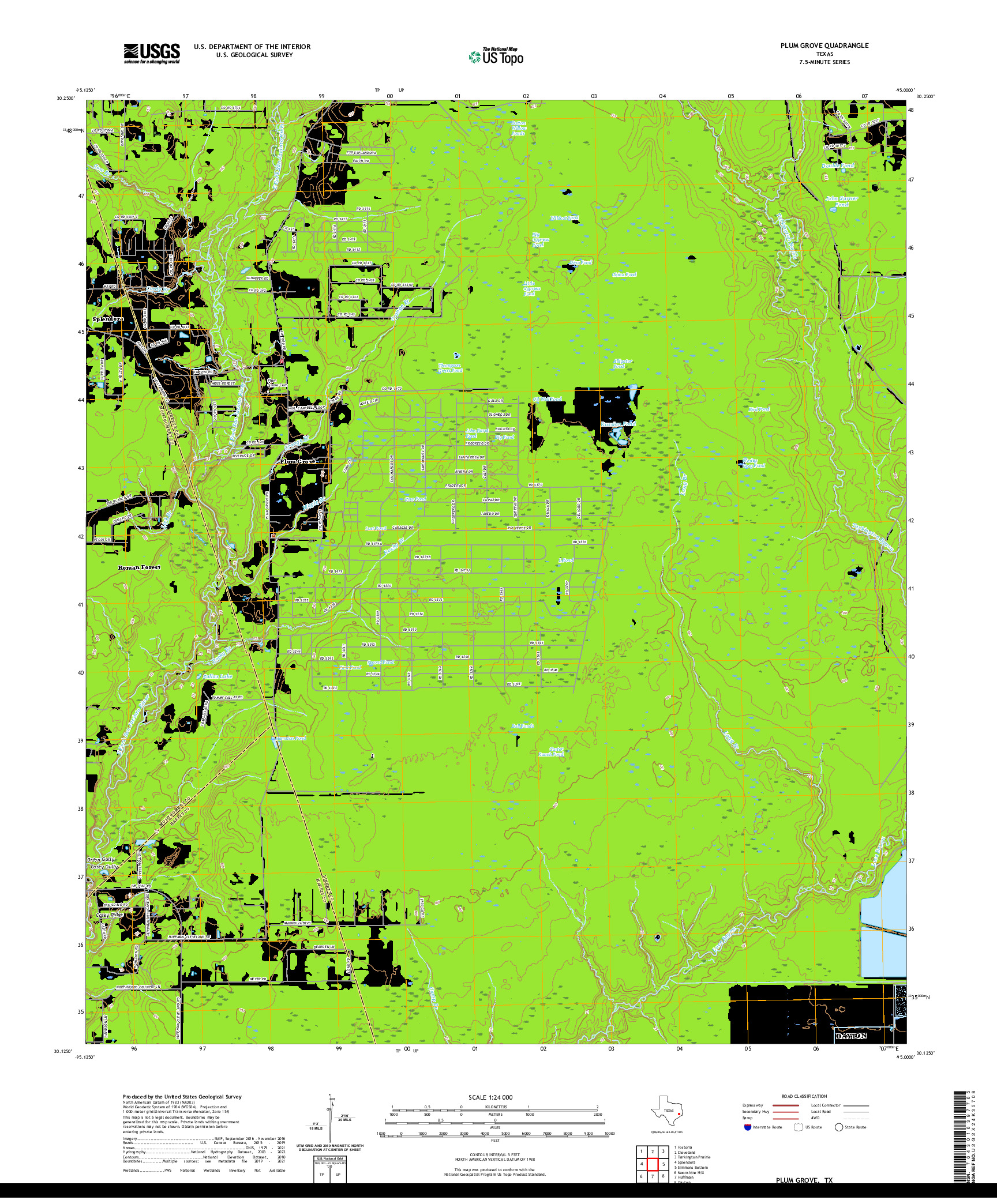 US TOPO 7.5-MINUTE MAP FOR PLUM GROVE, TX