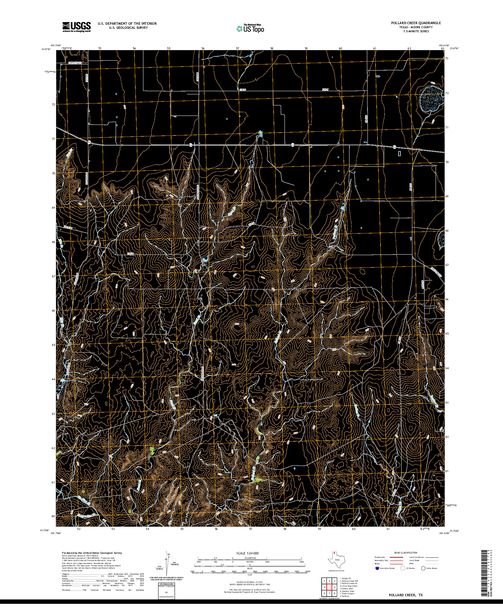 US TOPO 7.5-MINUTE MAP FOR POLLARD CREEK, TX