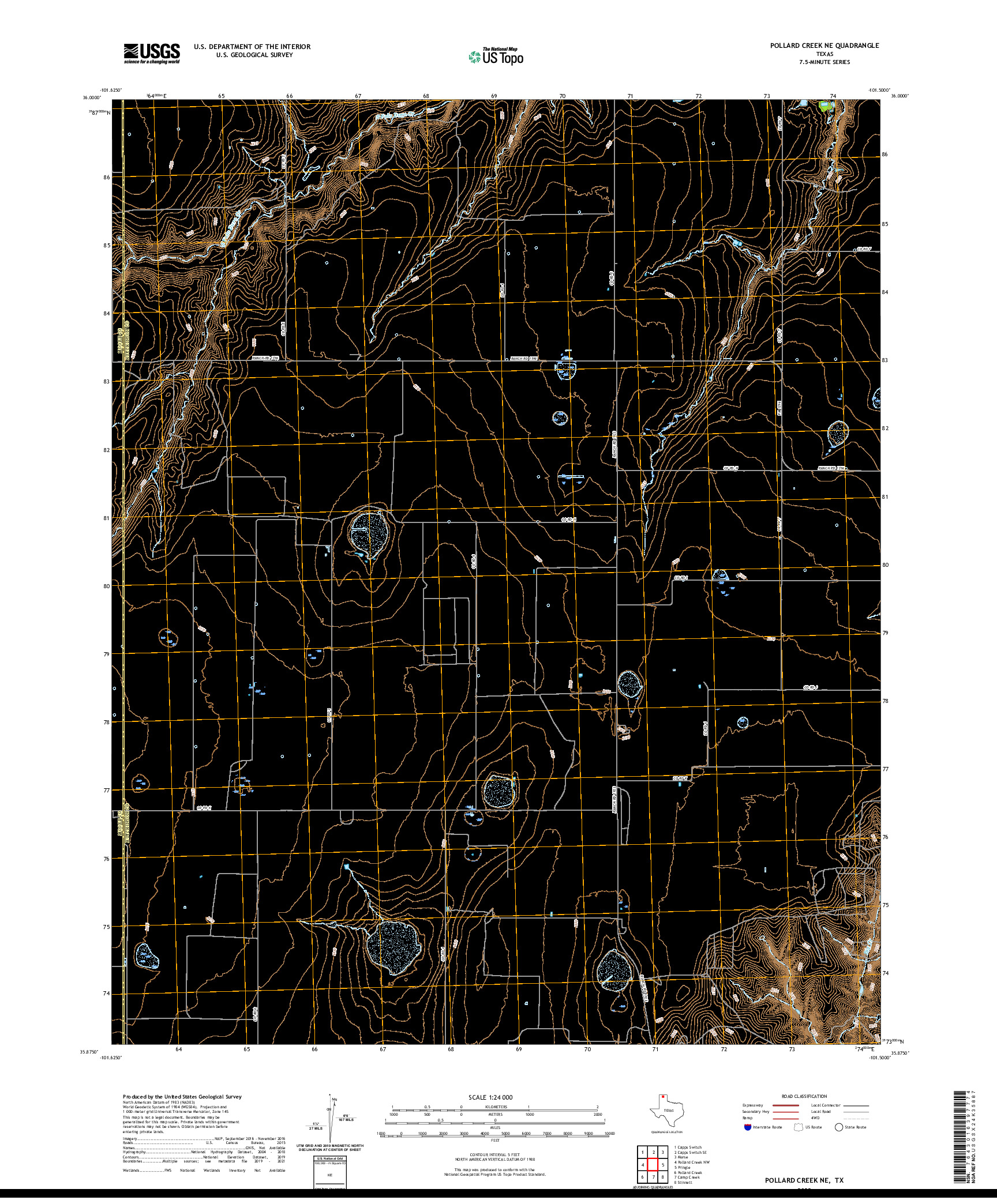 US TOPO 7.5-MINUTE MAP FOR POLLARD CREEK NE, TX