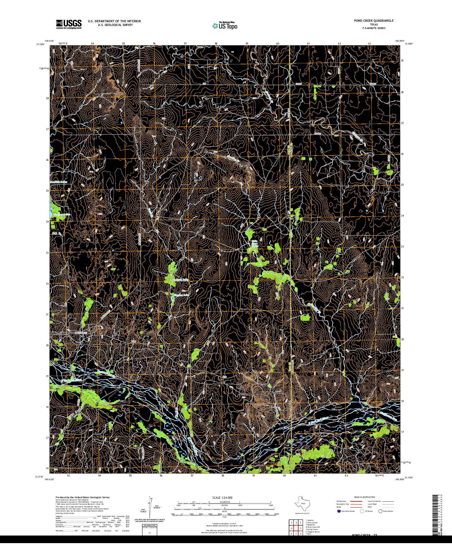 US TOPO 7.5-MINUTE MAP FOR POND CREEK, TX