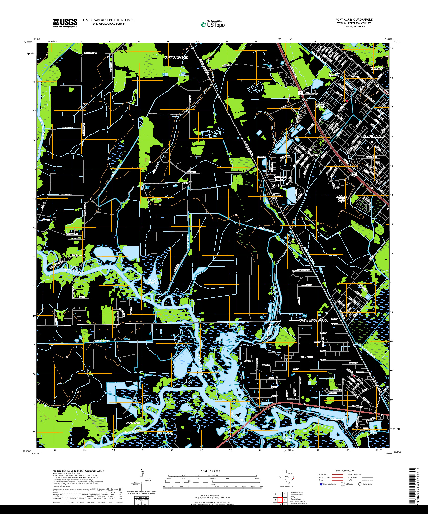 US TOPO 7.5-MINUTE MAP FOR PORT ACRES, TX