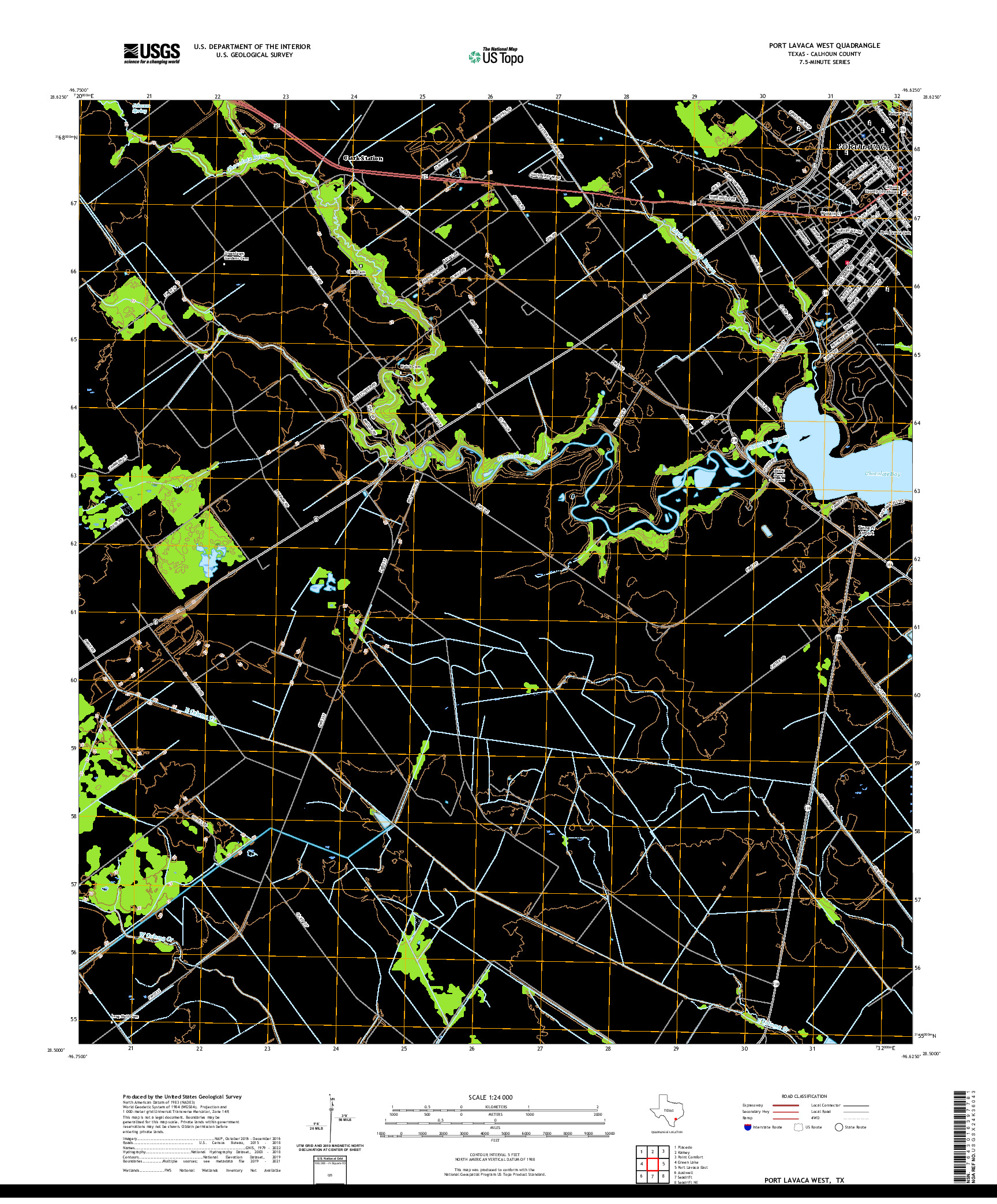 US TOPO 7.5-MINUTE MAP FOR PORT LAVACA WEST, TX