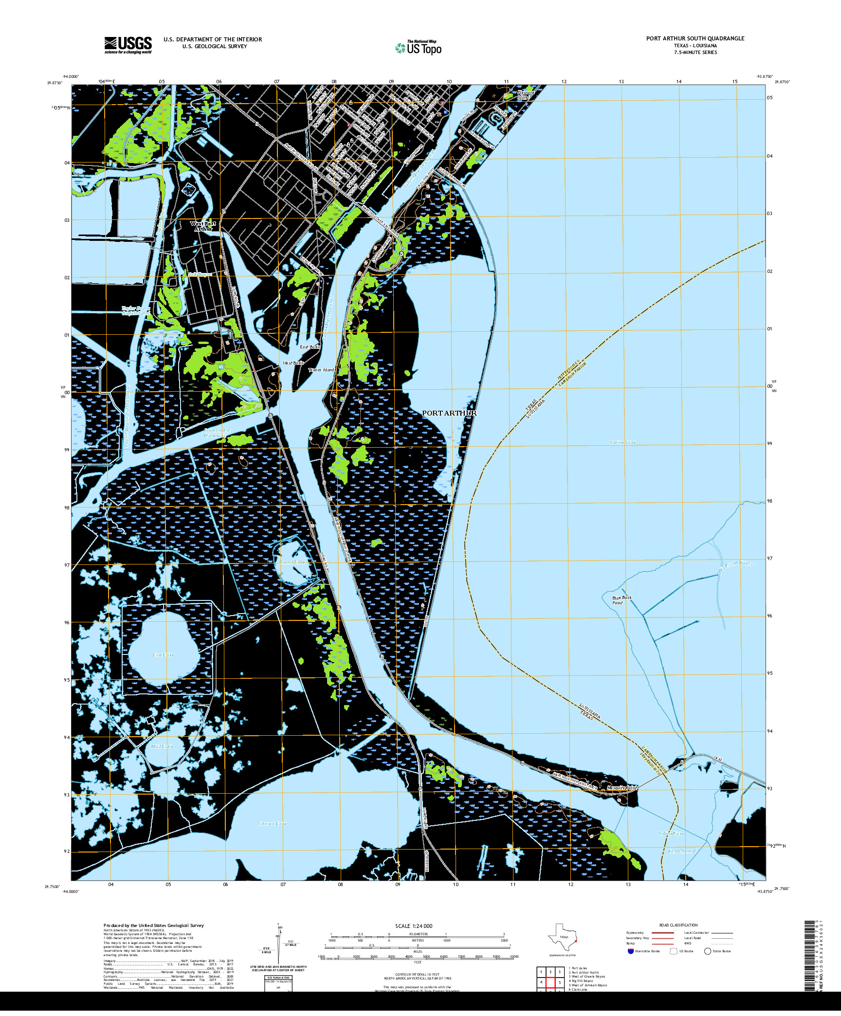 US TOPO 7.5-MINUTE MAP FOR PORT ARTHUR SOUTH, TX,LA