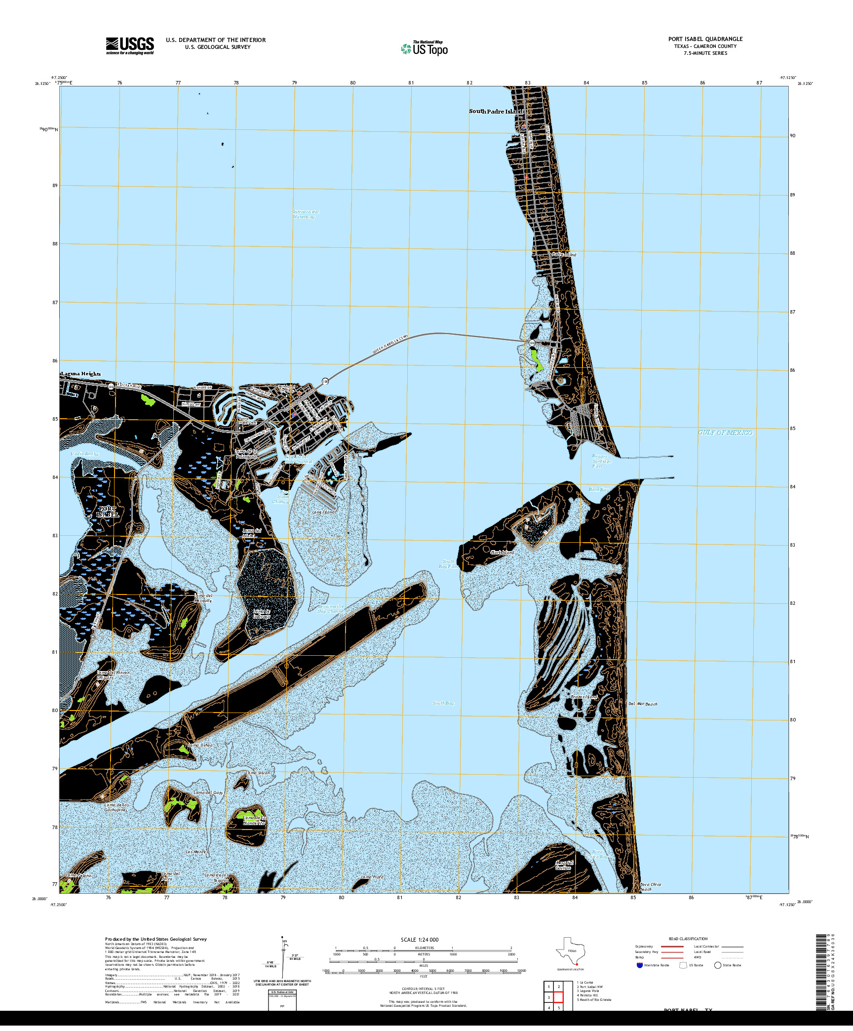 US TOPO 7.5-MINUTE MAP FOR PORT ISABEL, TX