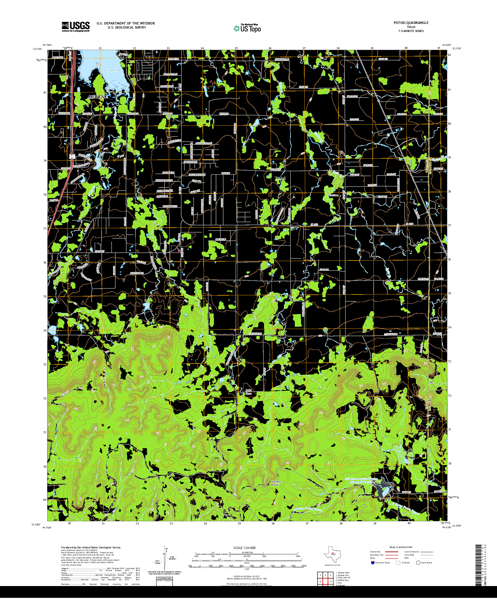 US TOPO 7.5-MINUTE MAP FOR POTOSI, TX