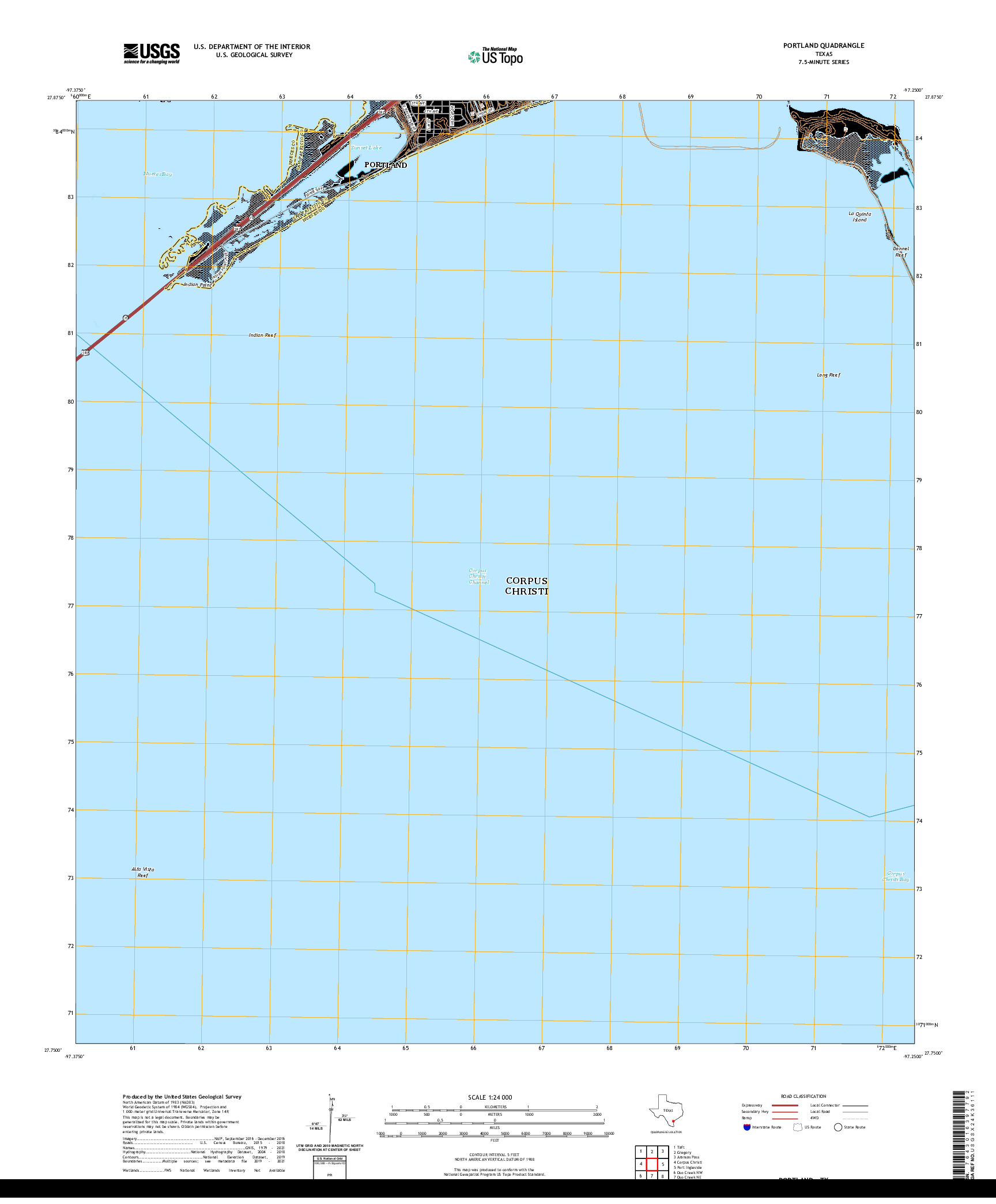 US TOPO 7.5-MINUTE MAP FOR PORTLAND, TX