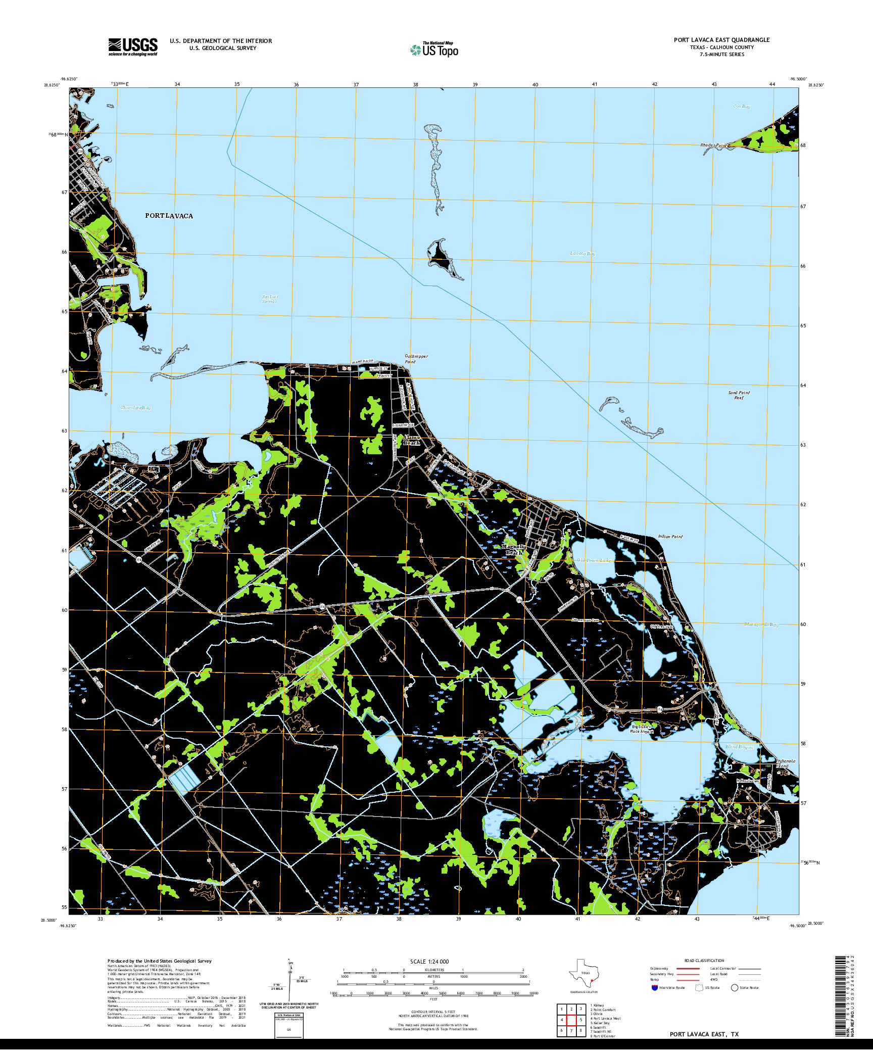 US TOPO 7.5-MINUTE MAP FOR PORT LAVACA EAST, TX