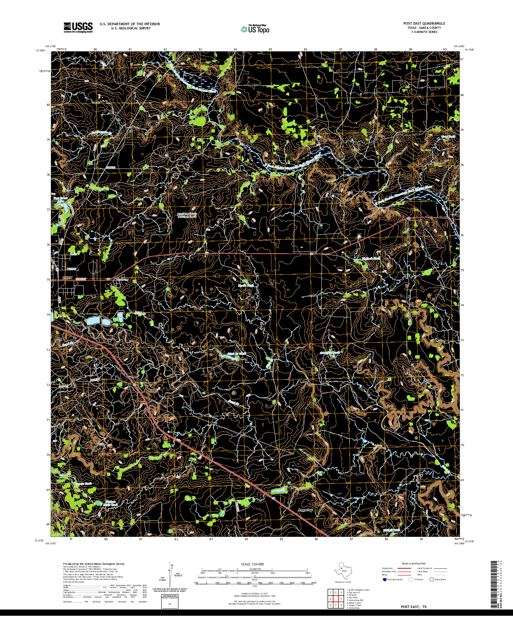 US TOPO 7.5-MINUTE MAP FOR POST EAST, TX