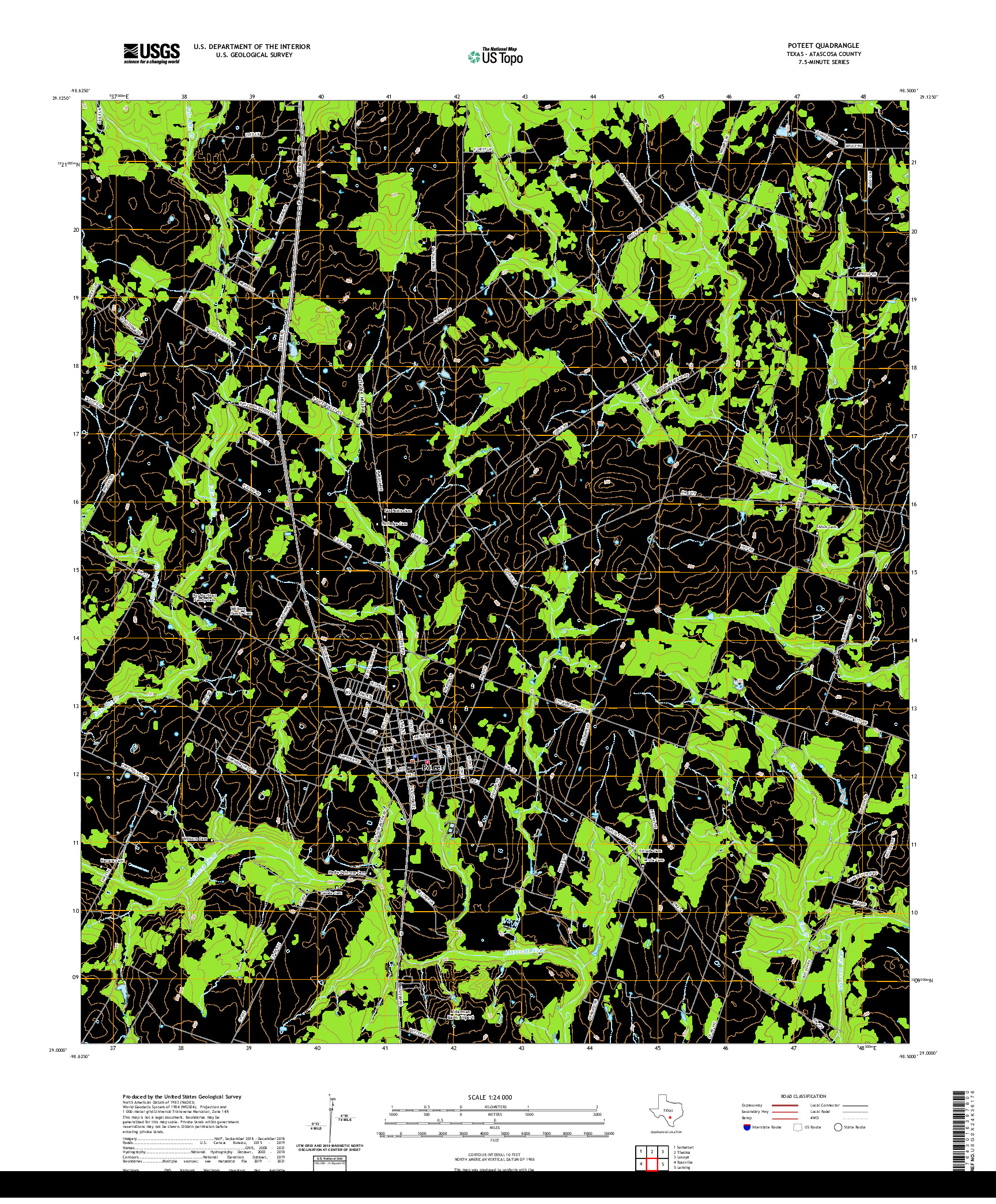 US TOPO 7.5-MINUTE MAP FOR POTEET, TX