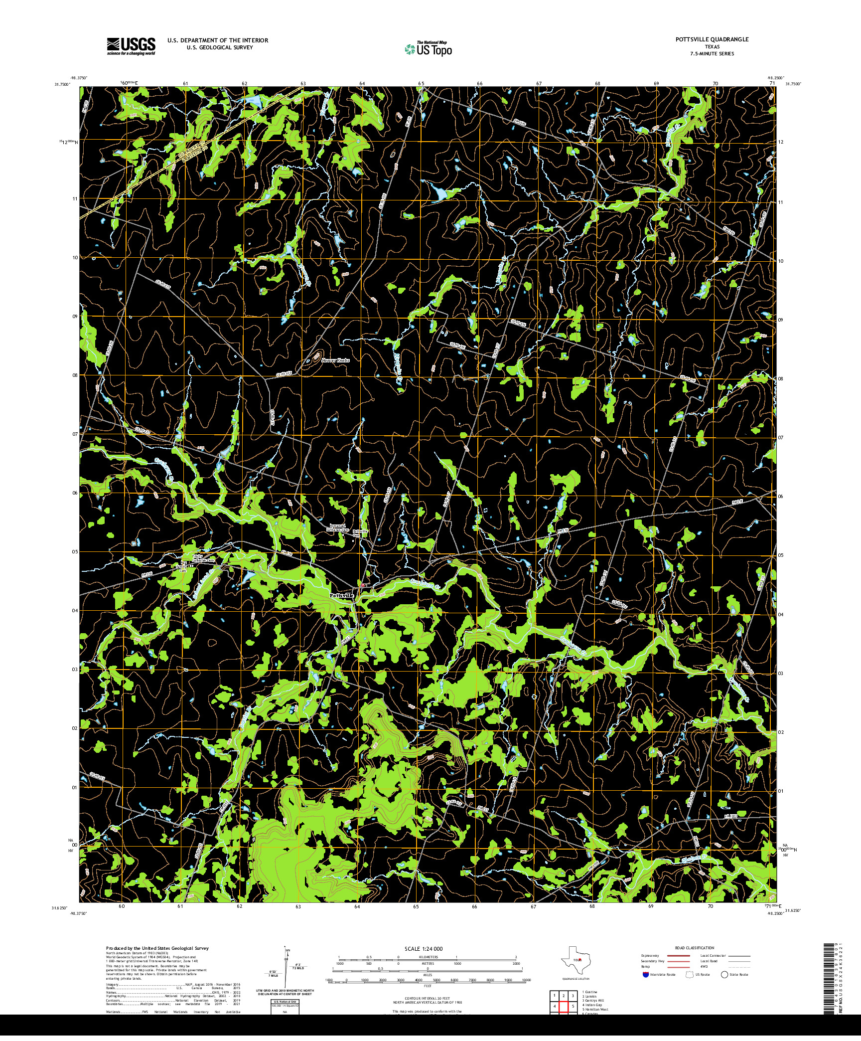 US TOPO 7.5-MINUTE MAP FOR POTTSVILLE, TX