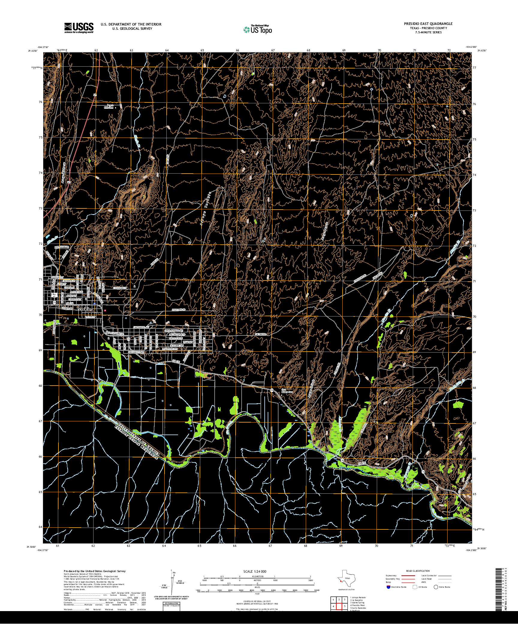 US TOPO 7.5-MINUTE MAP FOR PRESIDIO EAST, TX,CHH