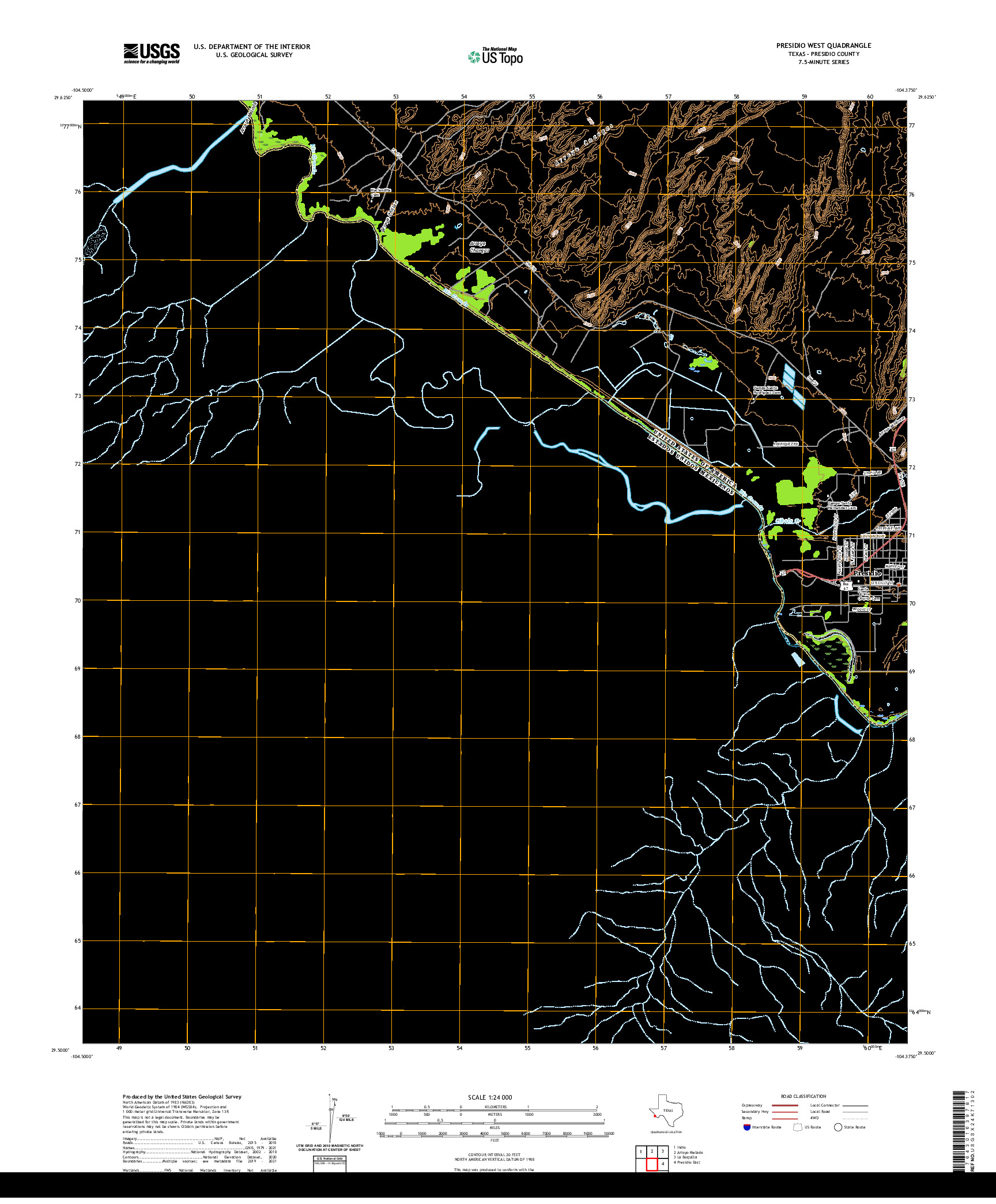 US TOPO 7.5-MINUTE MAP FOR PRESIDIO WEST, TX,CHH
